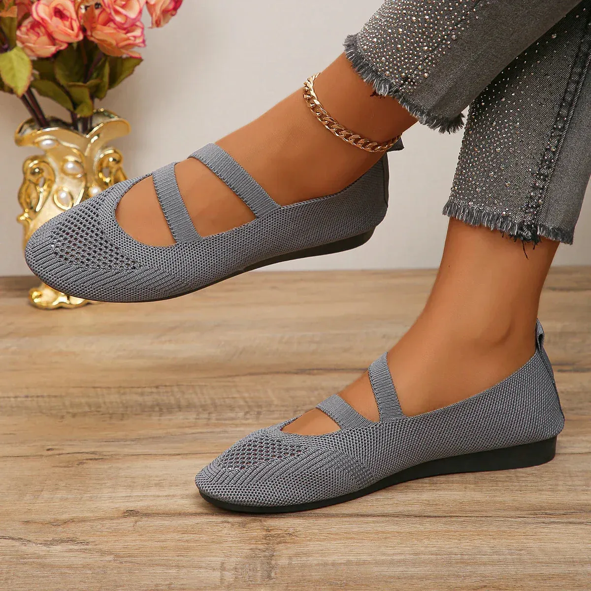 AMOZAE- -  Elastic Knitting Flats