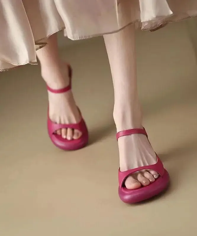 Beautiful Rose Peep Toe Splicing Chunky Slide Sandals LY8268