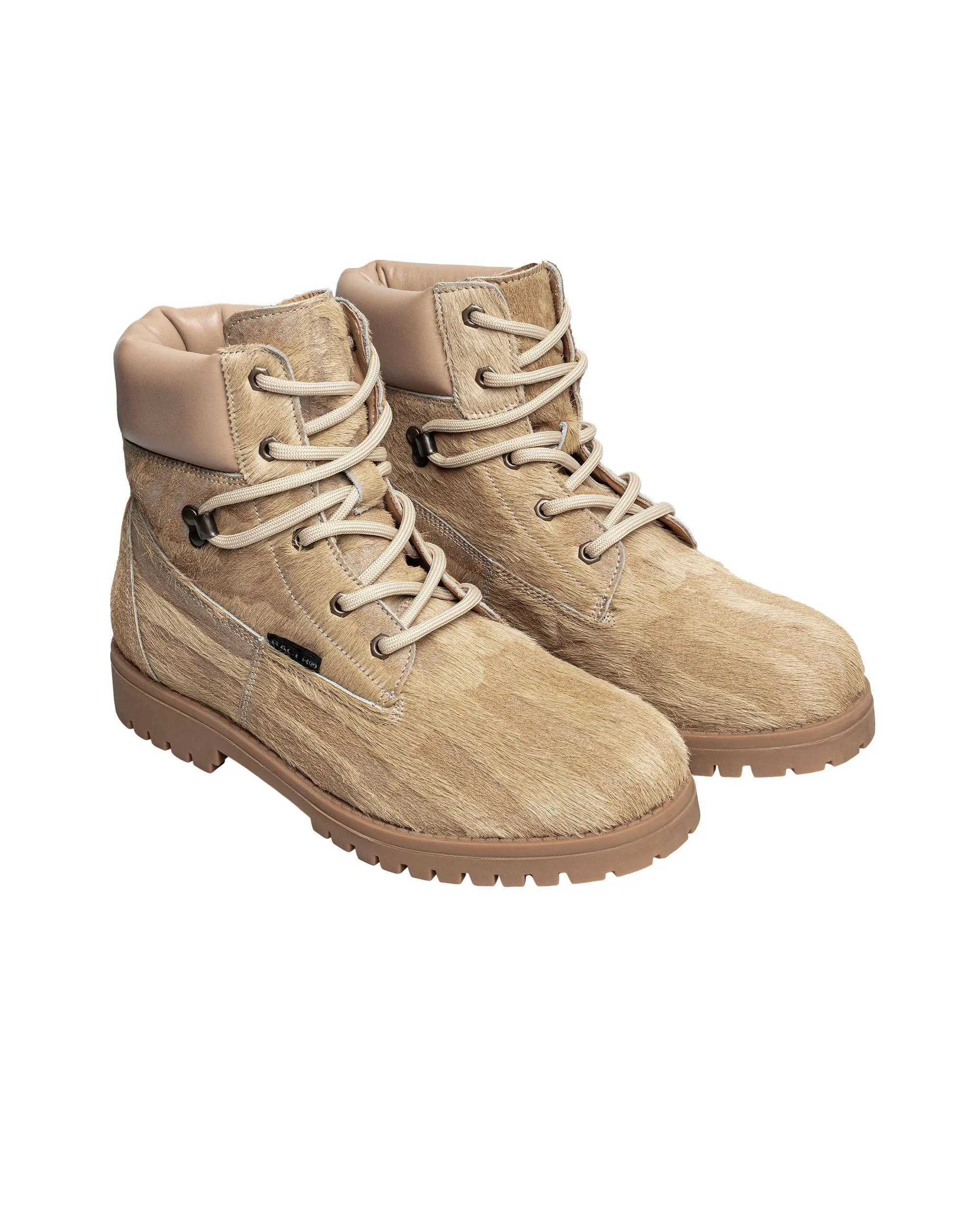 Beige Pony Utility Boots