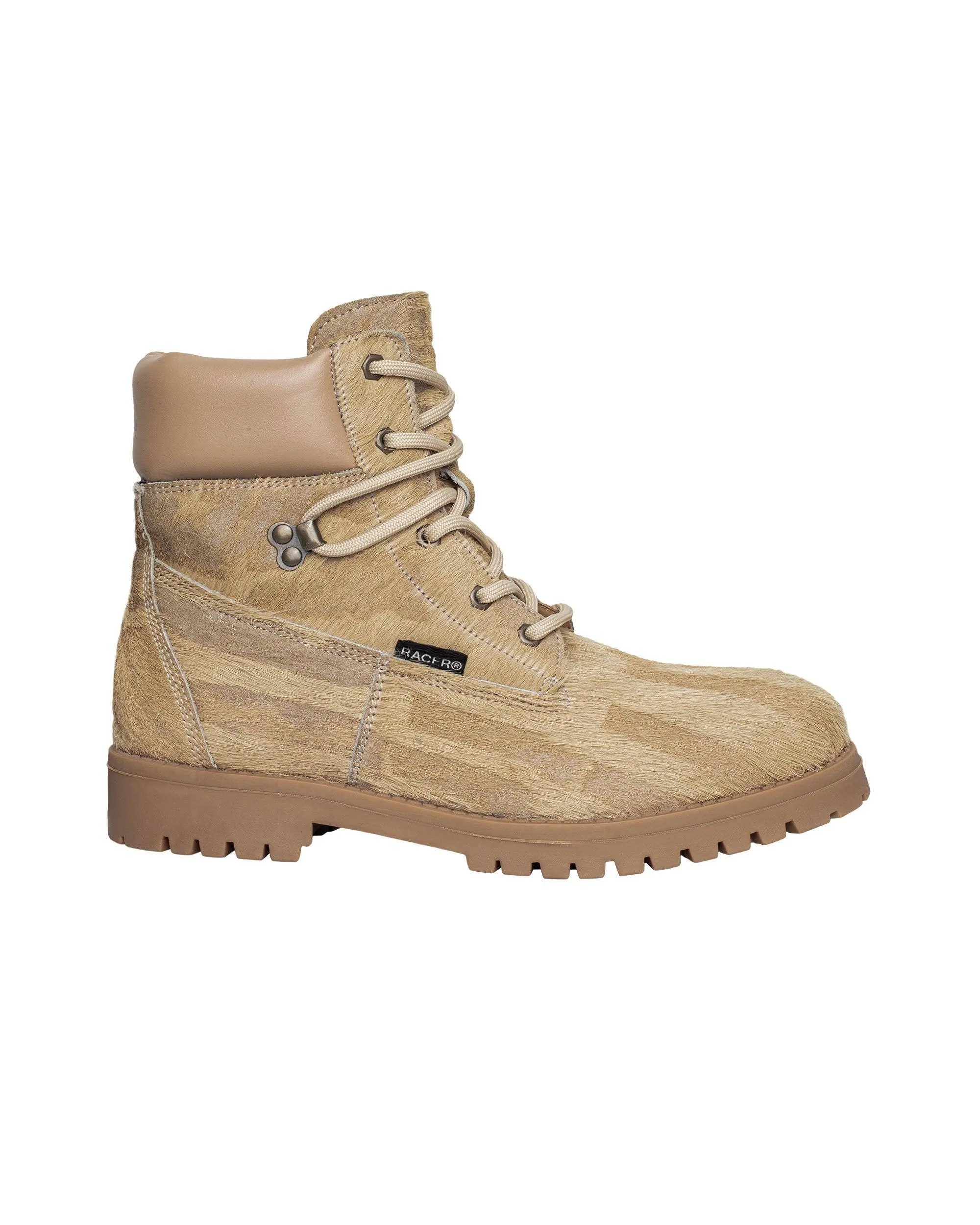 Beige Pony Utility Boots