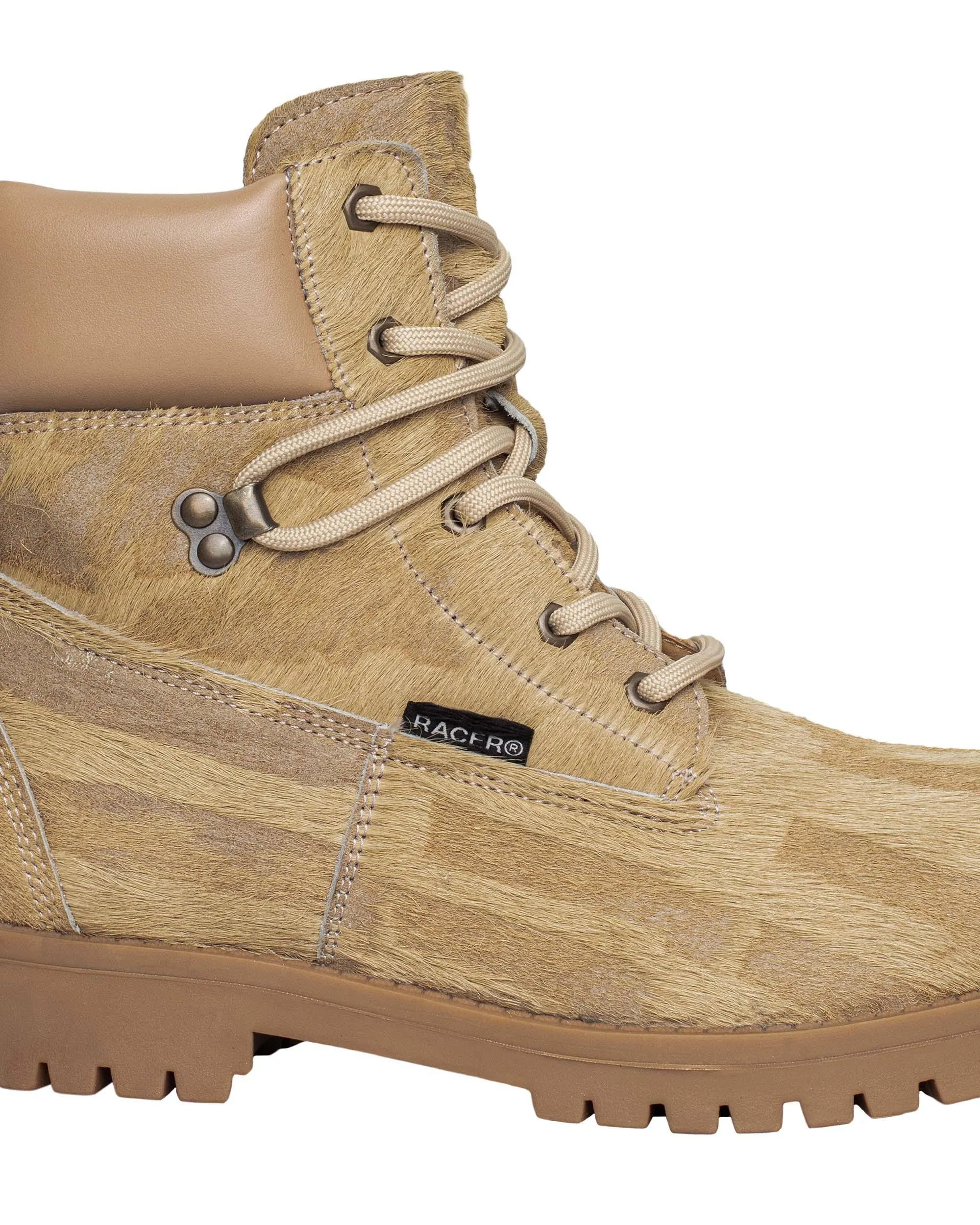 Beige Pony Utility Boots