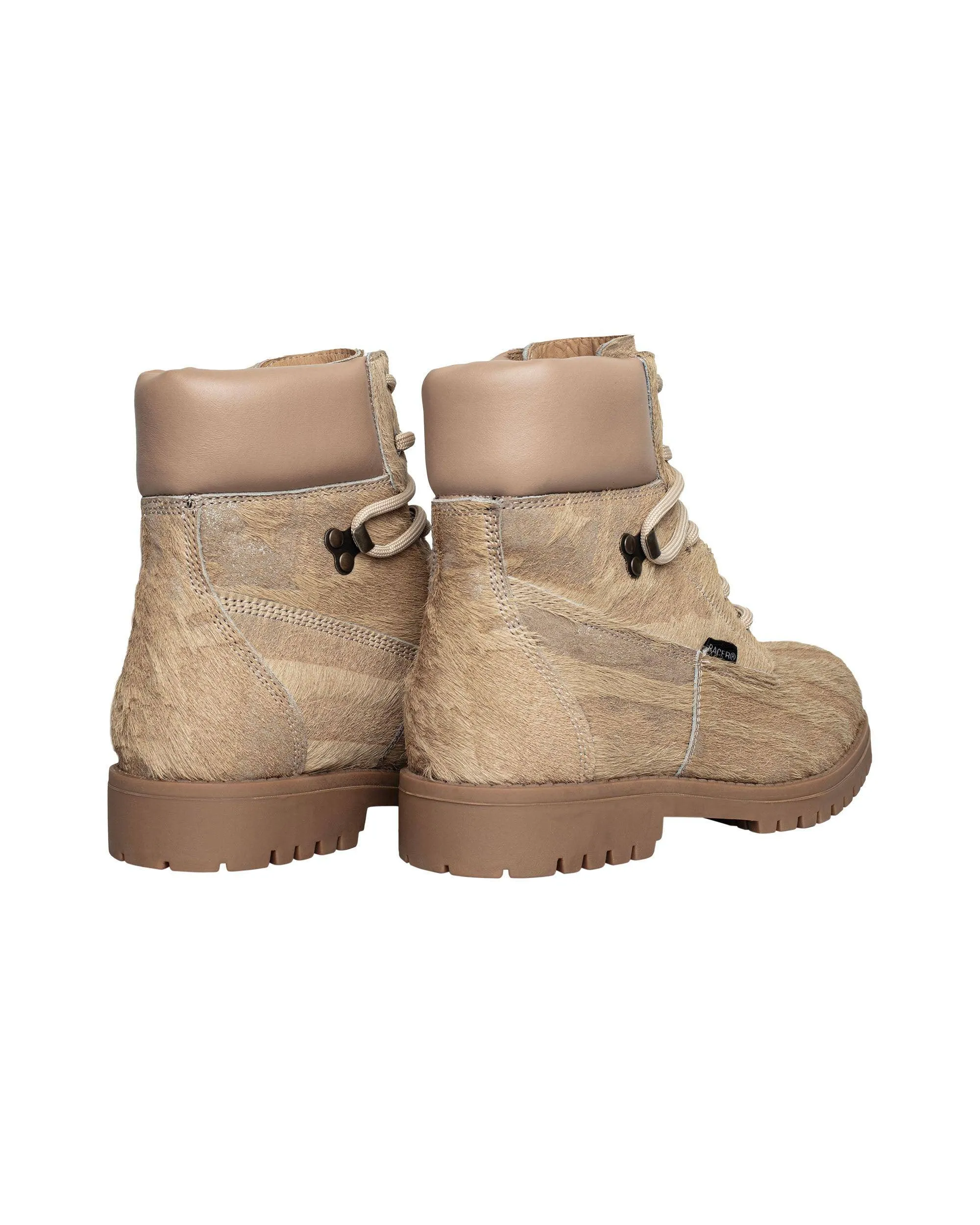 Beige Pony Utility Boots