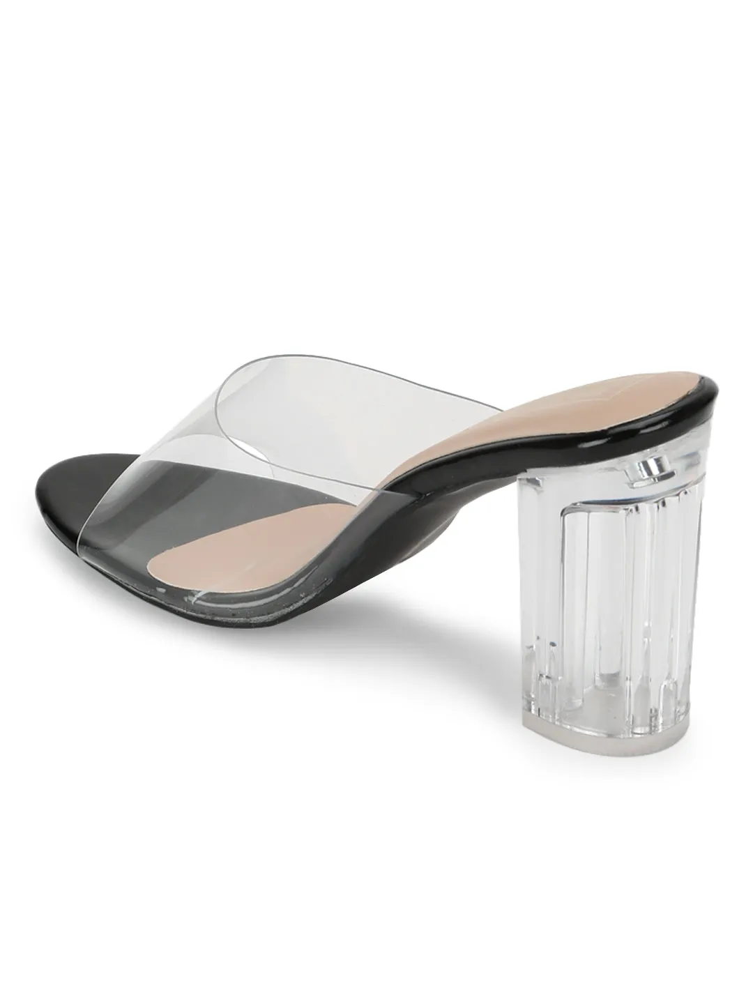 Black Clear Perspex High Heel Mules