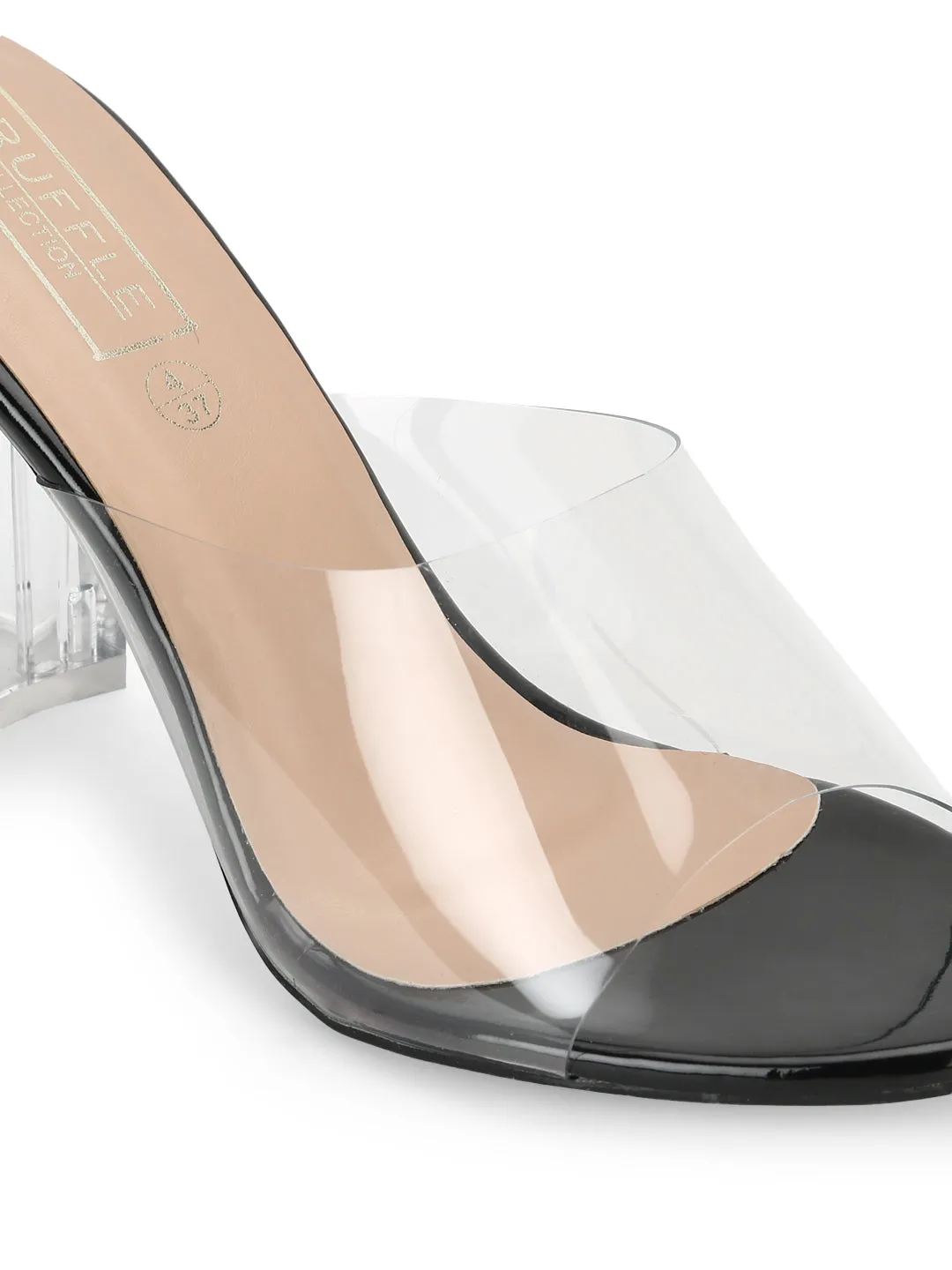 Black Clear Perspex High Heel Mules