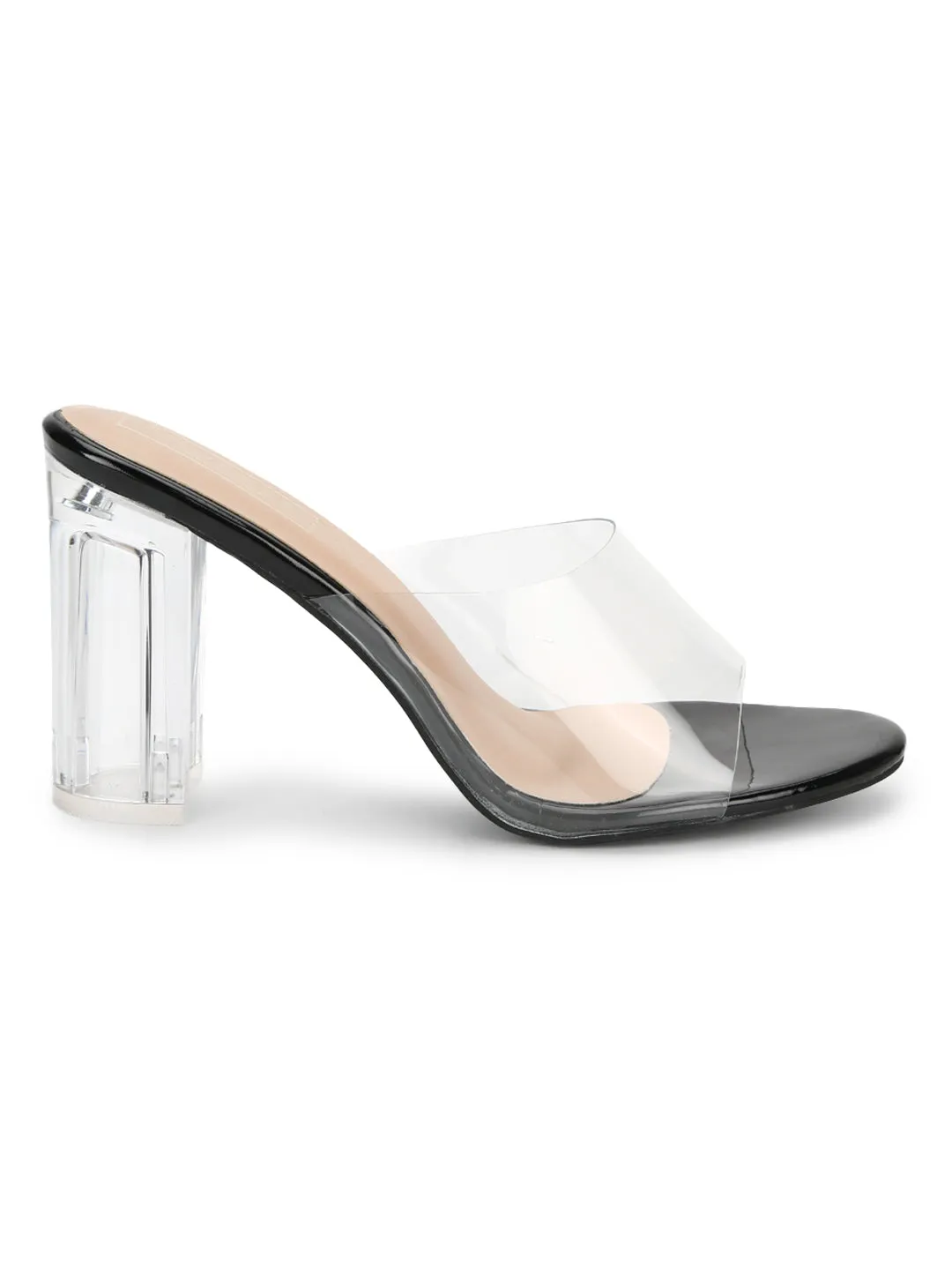 Black Clear Perspex High Heel Mules