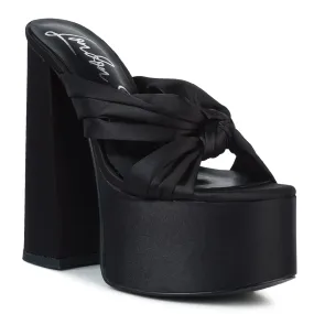 Black Knotted Chunky Platform Heels