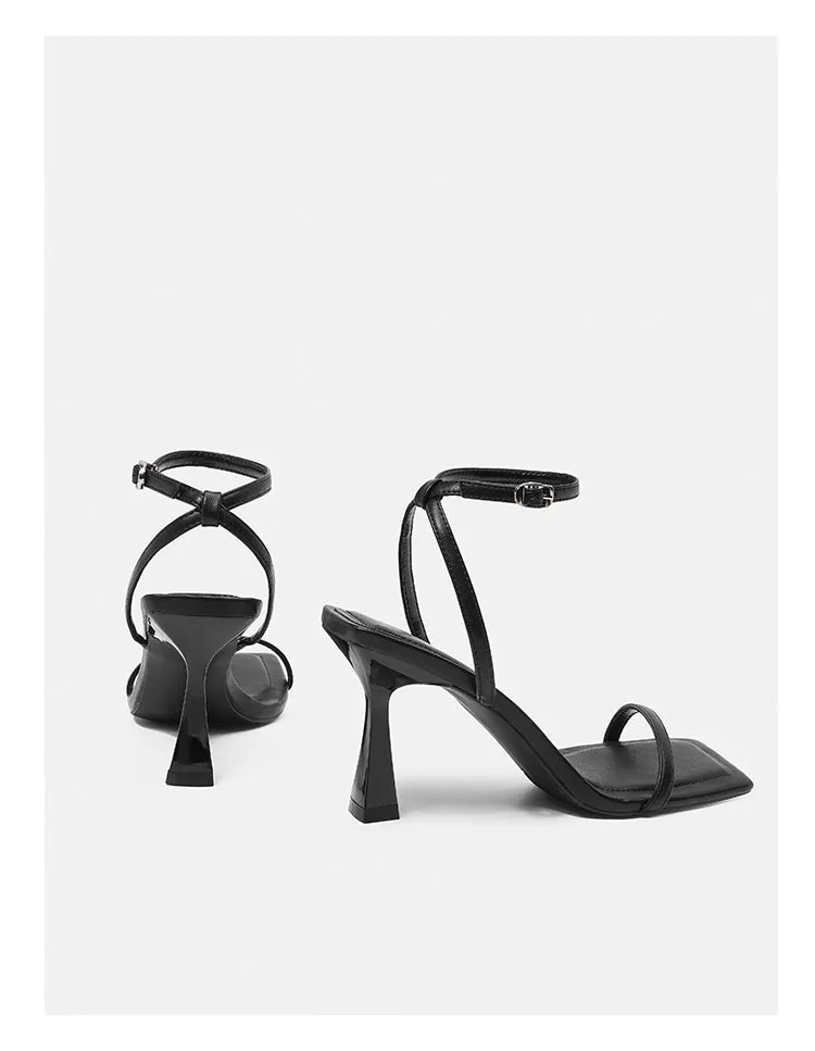 Black one-strap French sandals