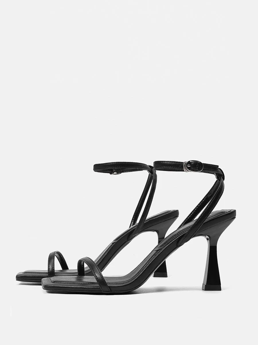 Black one-strap French sandals