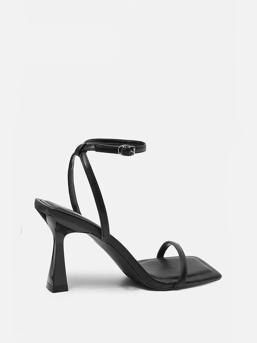 Black one-strap French sandals