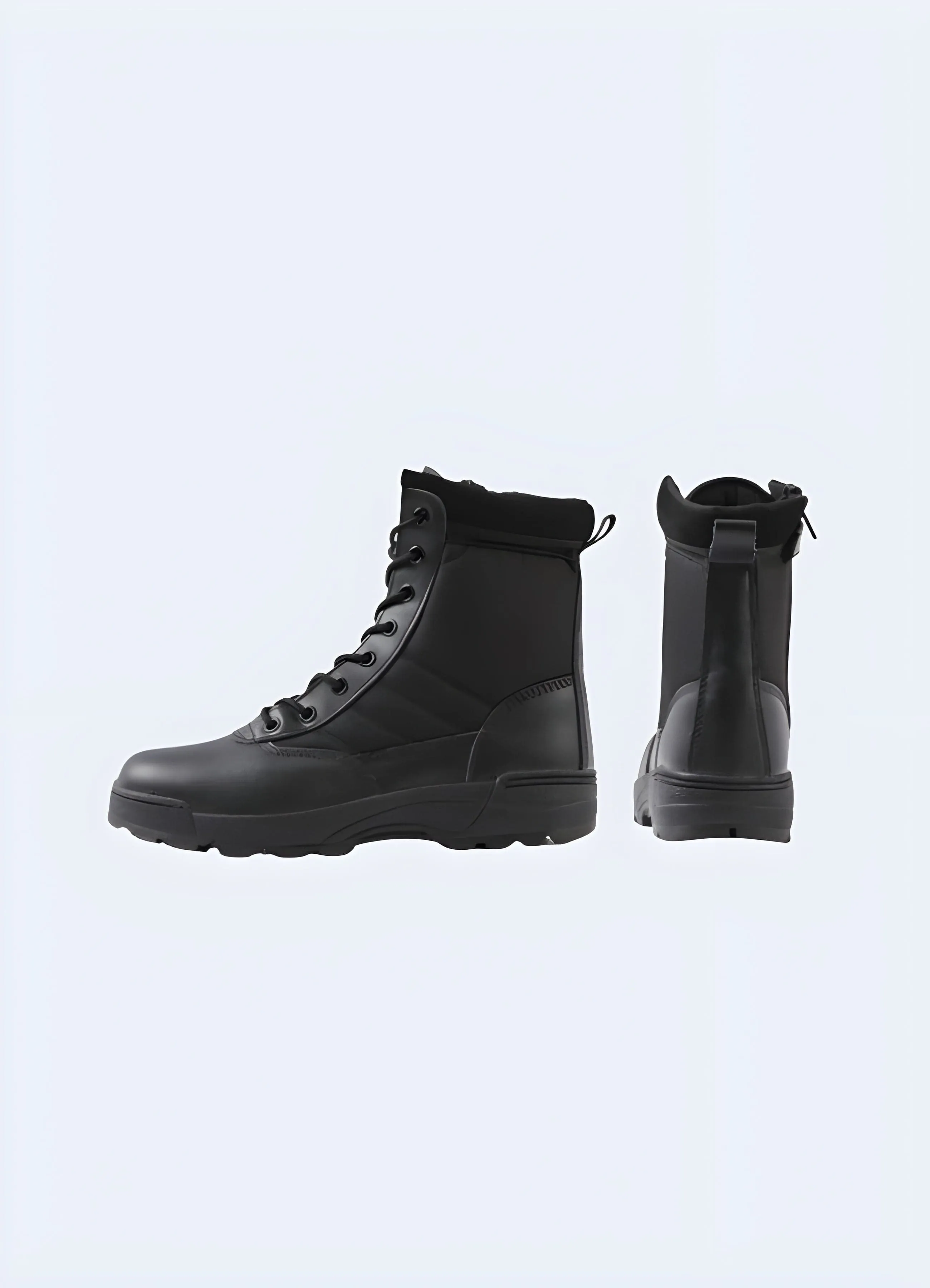 Black Techwear Boots with Side Zip