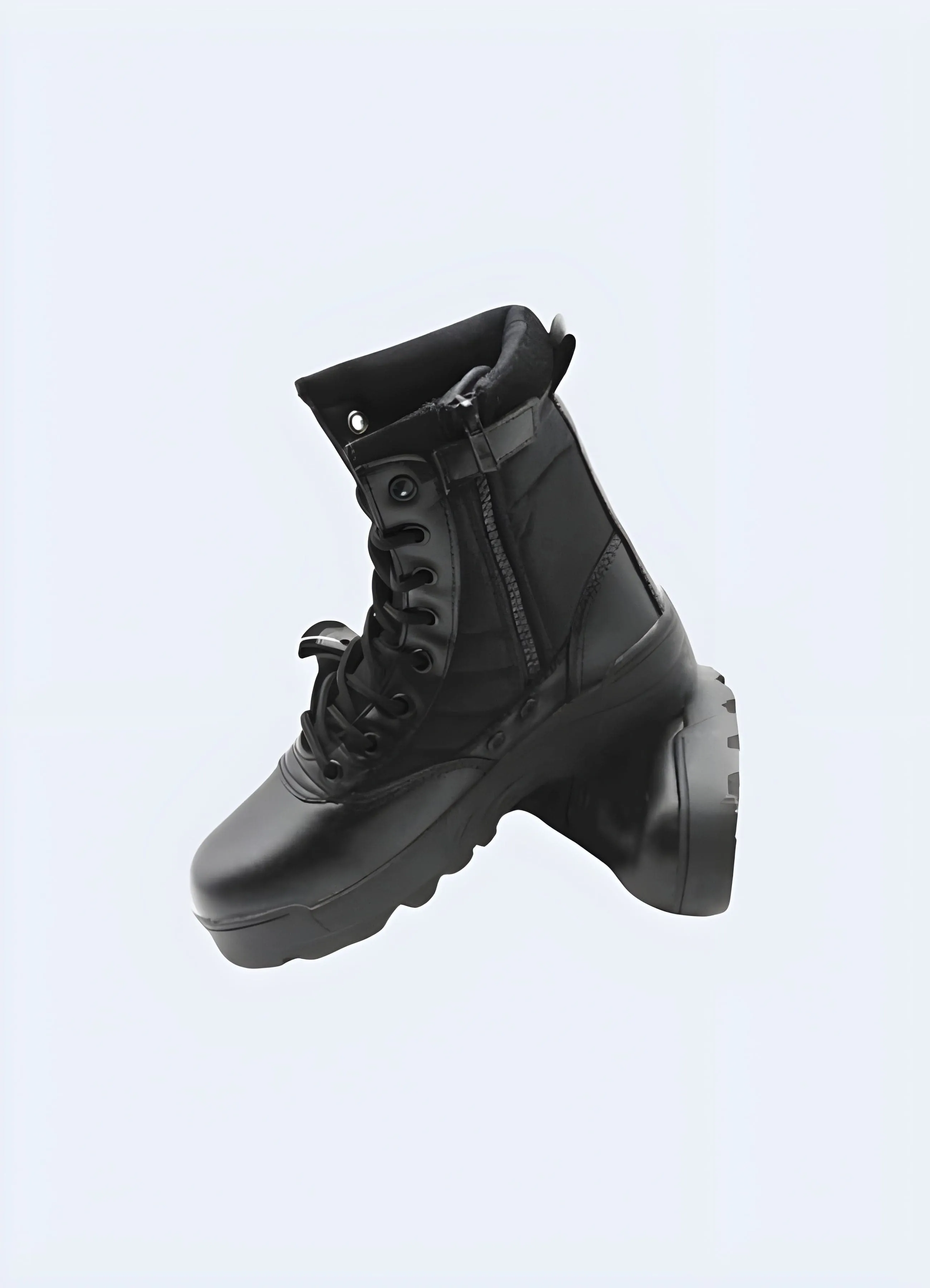 Black Techwear Boots with Side Zip