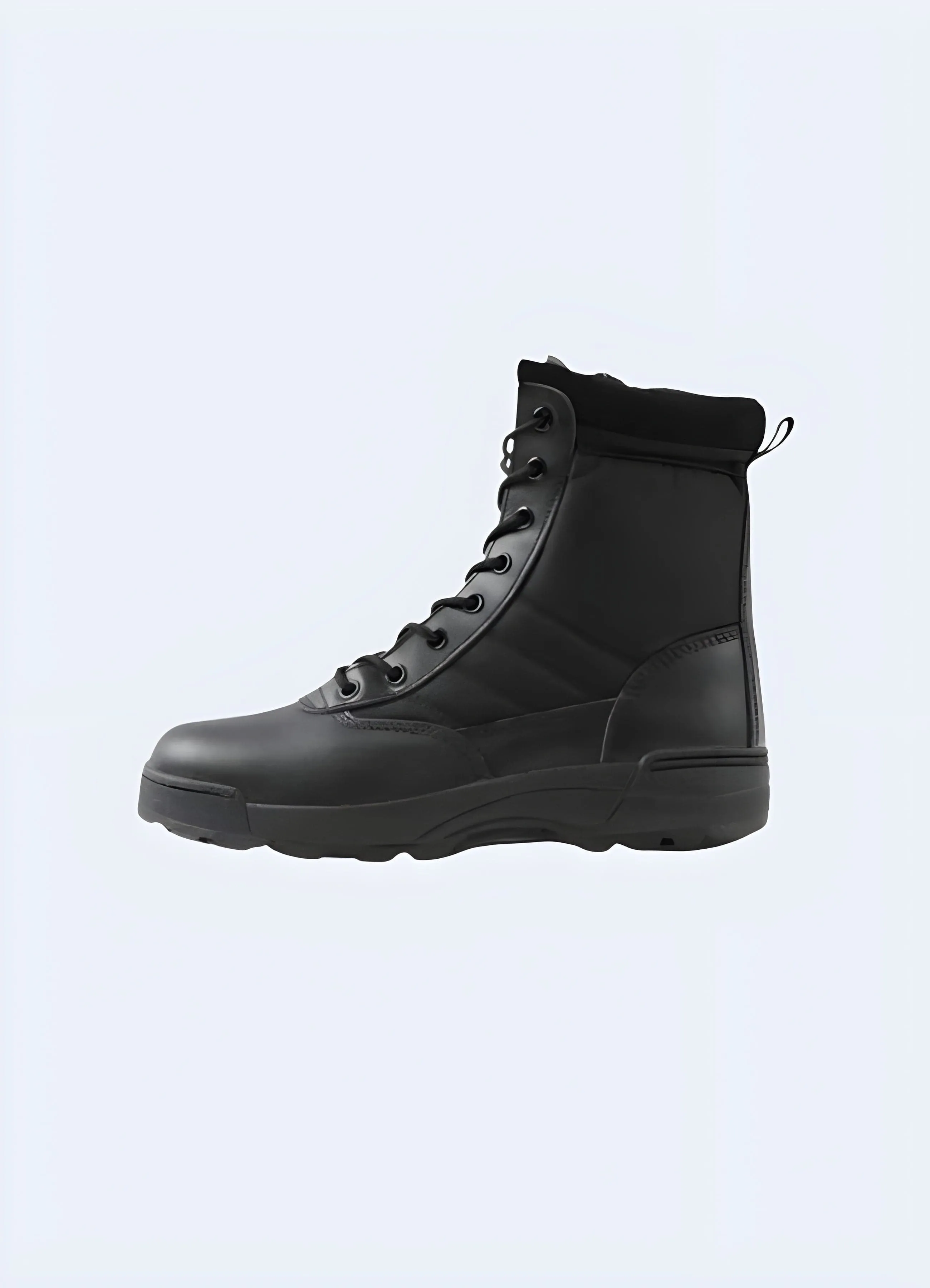 Black Techwear Boots with Side Zip