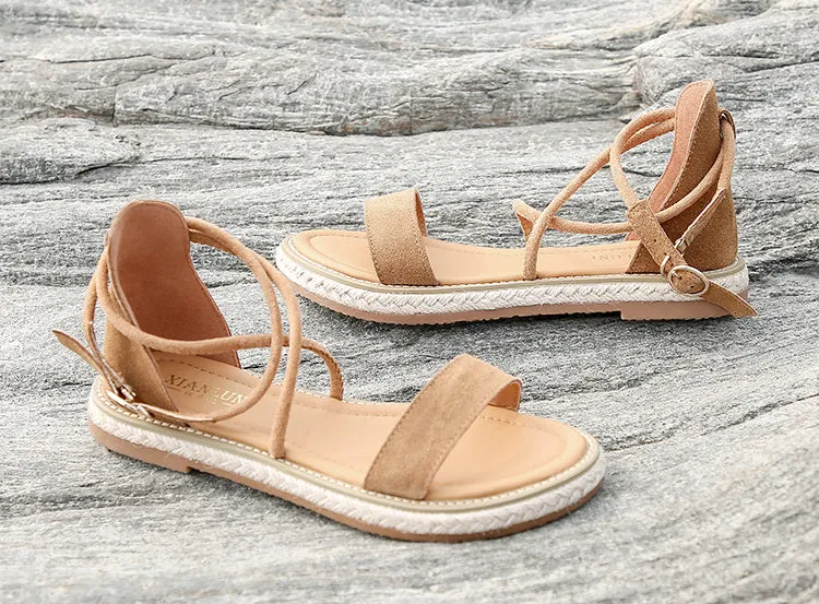 BOOPDO DESIGN BOHO SANDALS WITH LEG TIE