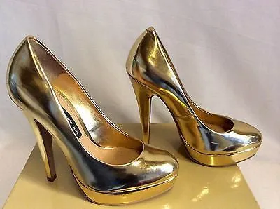 Brand New French Connection Gold Metalic Platform Heels Size 3/36