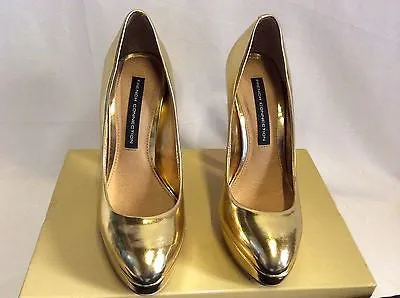 Brand New French Connection Gold Metalic Platform Heels Size 3/36