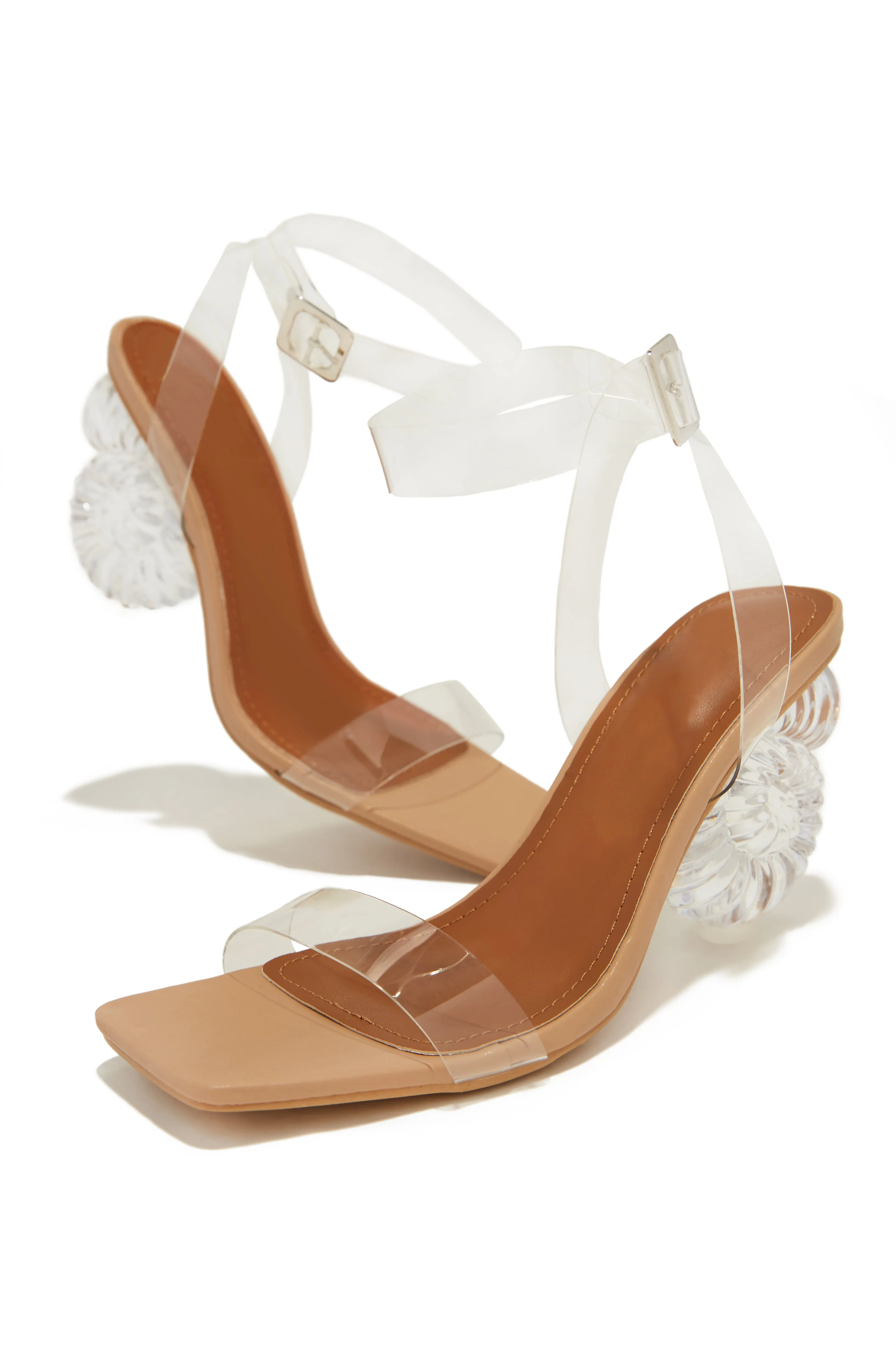 Capri Clear Strap Heels - Nude