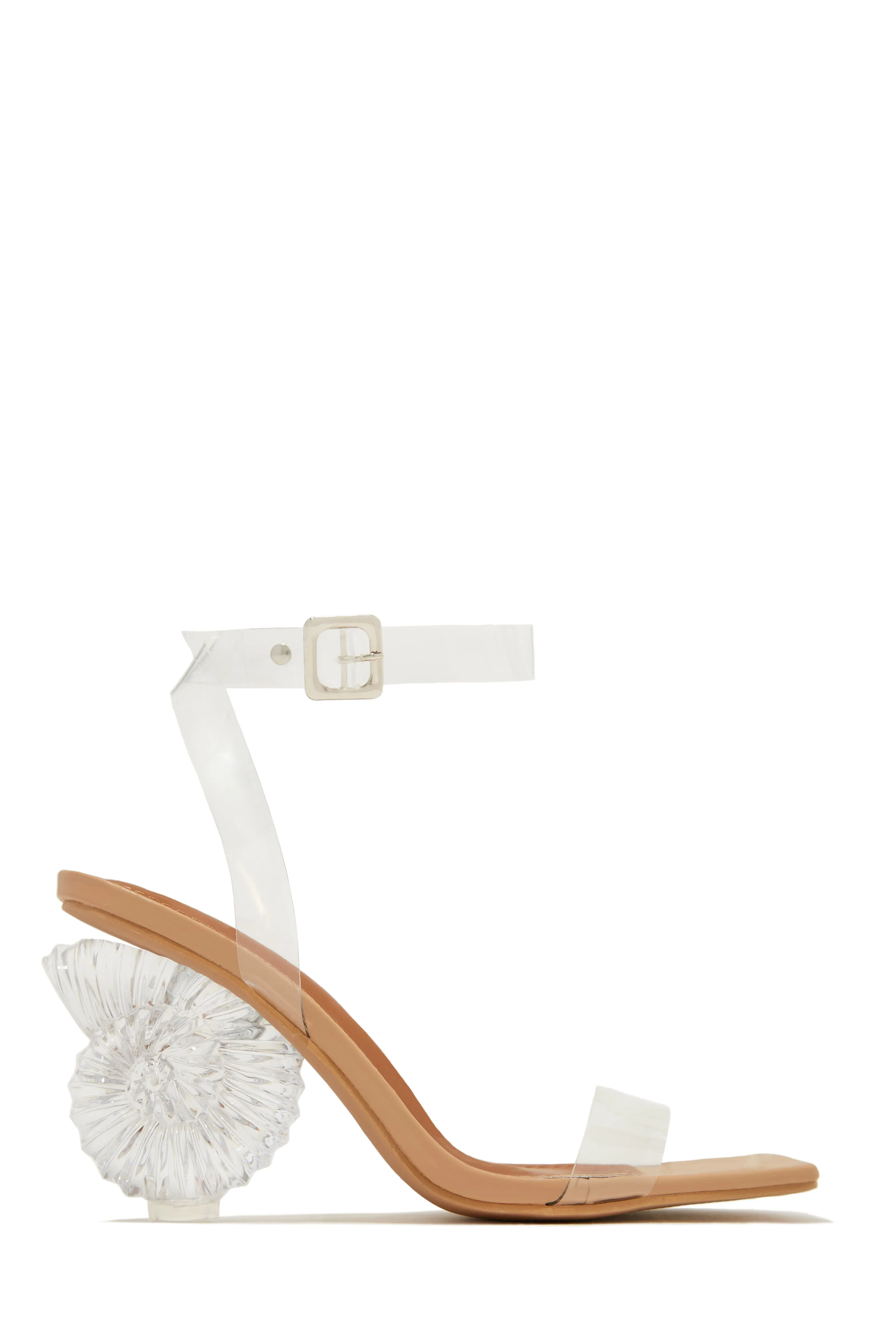 Capri Clear Strap Heels - Nude