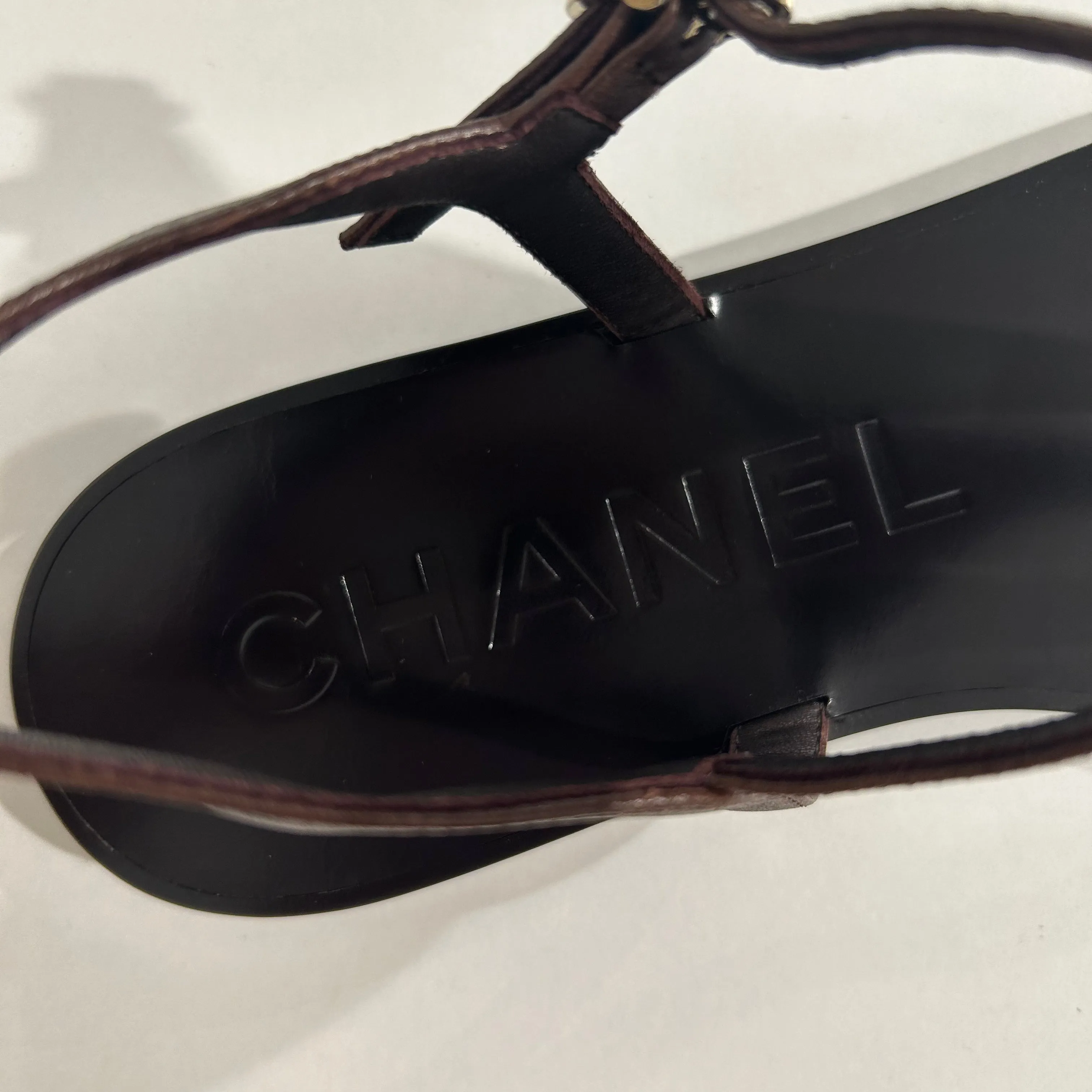 Chanel Brown Camellia Sandals size 40.5