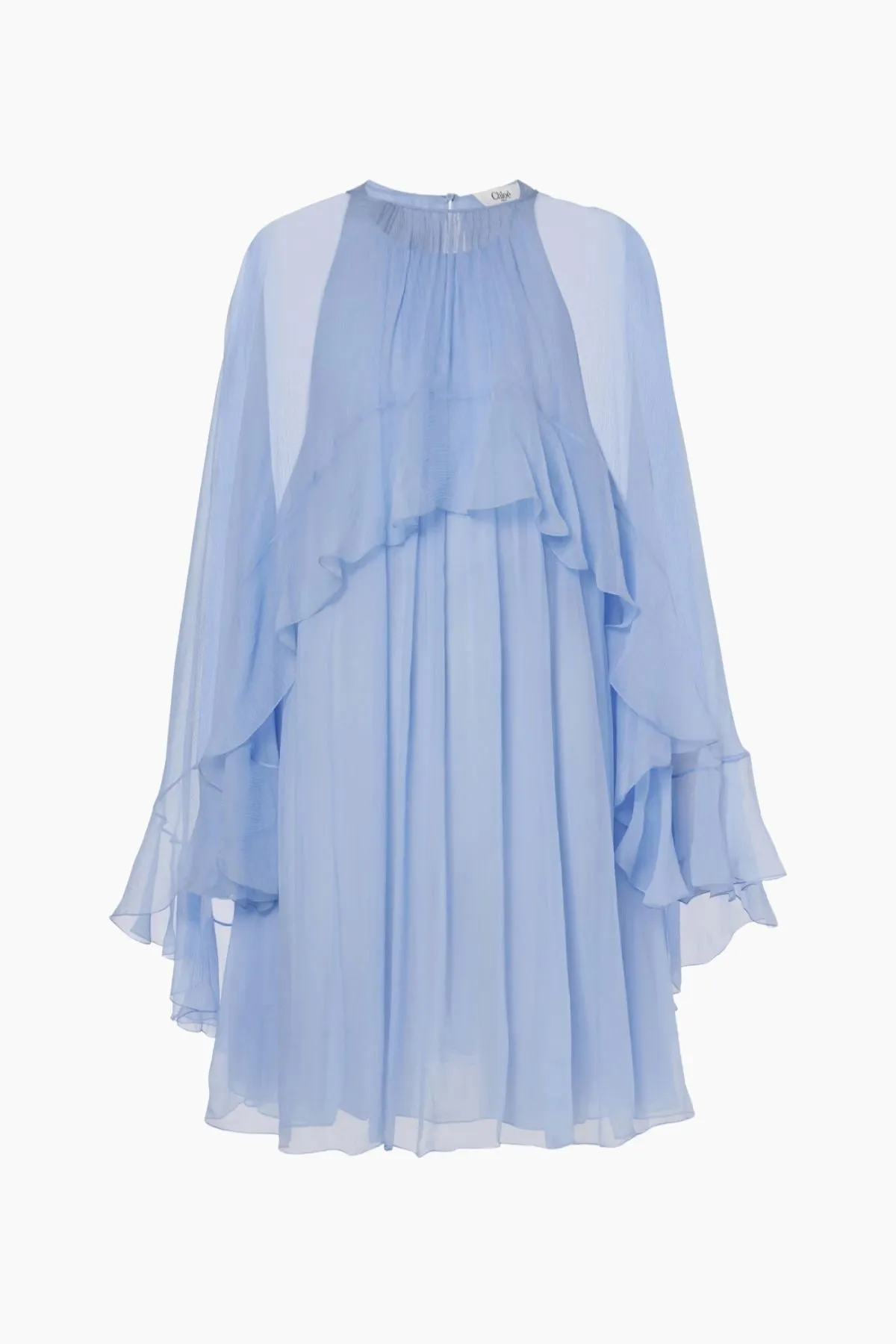 Chloé Ruffled Silk Mini Dress - Idyllic Blue