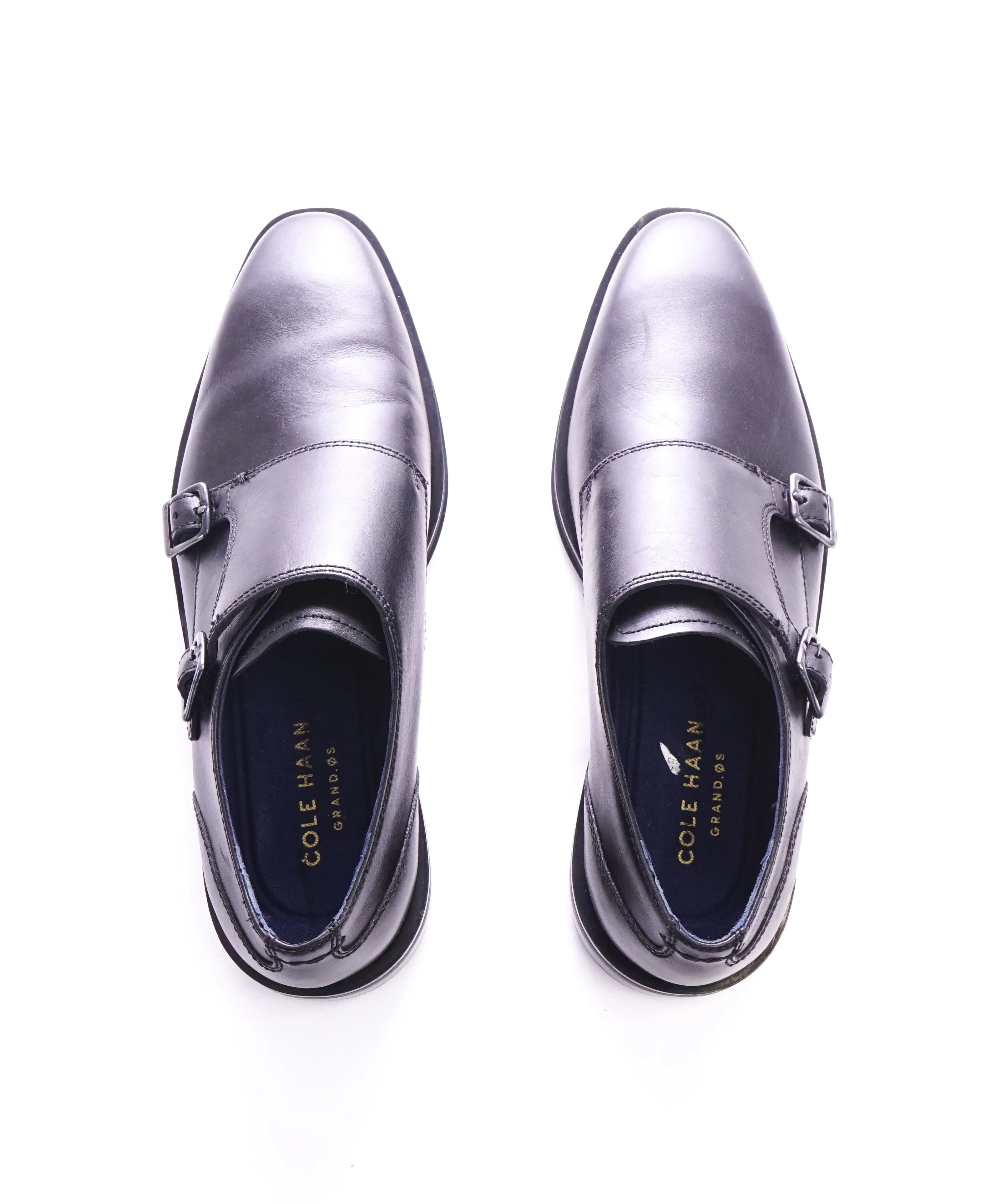 COLE HAAN - Black Sleek Double Monk Strap Loafers "Grand OS” - 7