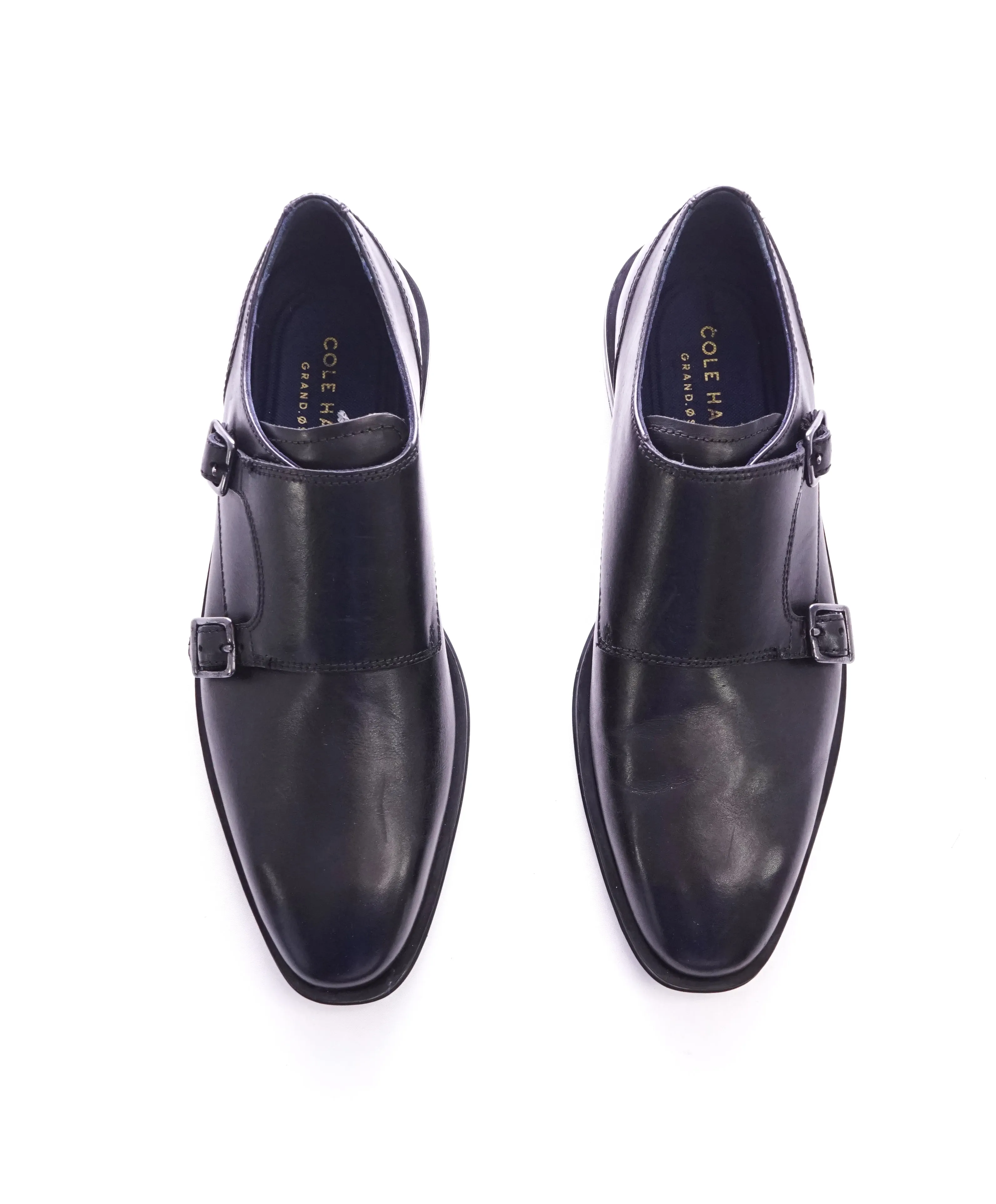 COLE HAAN - Black Sleek Double Monk Strap Loafers "Grand OS” - 7