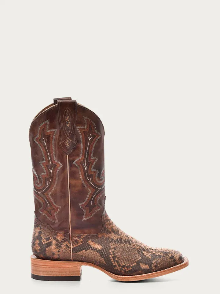 CORRAL Men's B5000 Python Embroidery Square Toe Western Boot Taupe