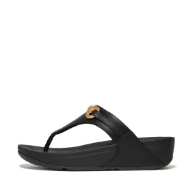 FItFlop Lulu Chunky Snaffle Leather Toe Post Black