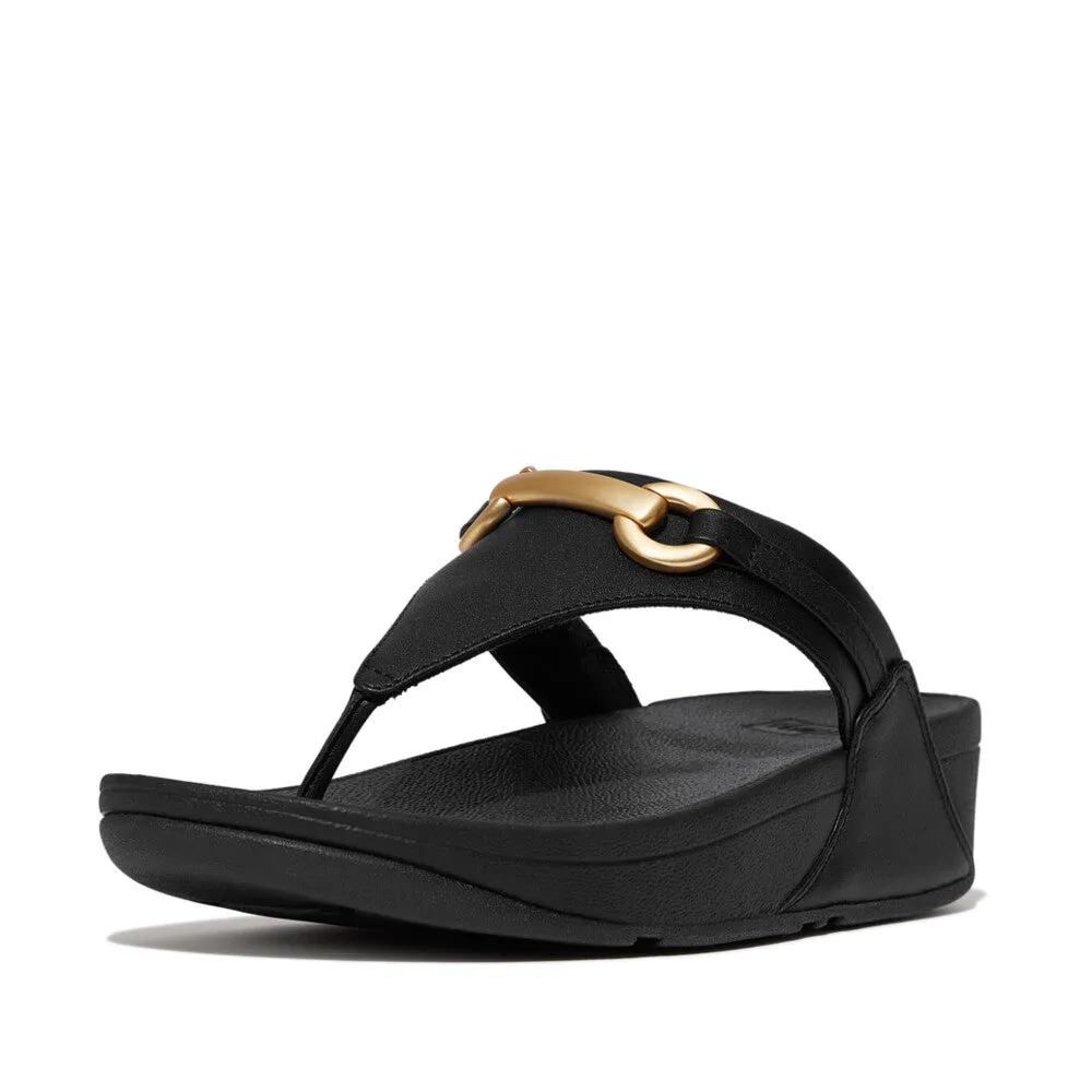 FItFlop Lulu Chunky Snaffle Leather Toe Post Black