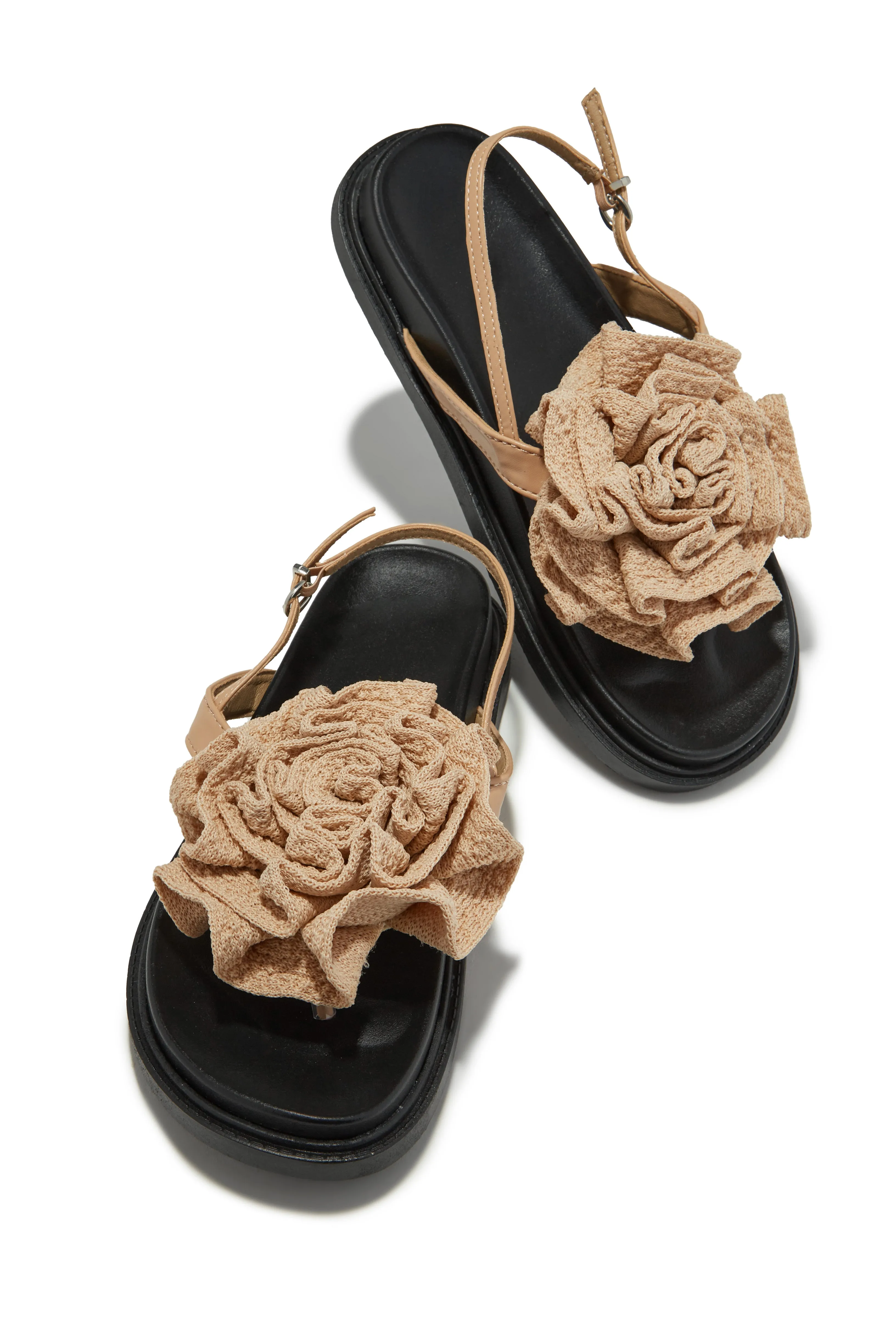 Florence Flower Chunky Sandals - Nude