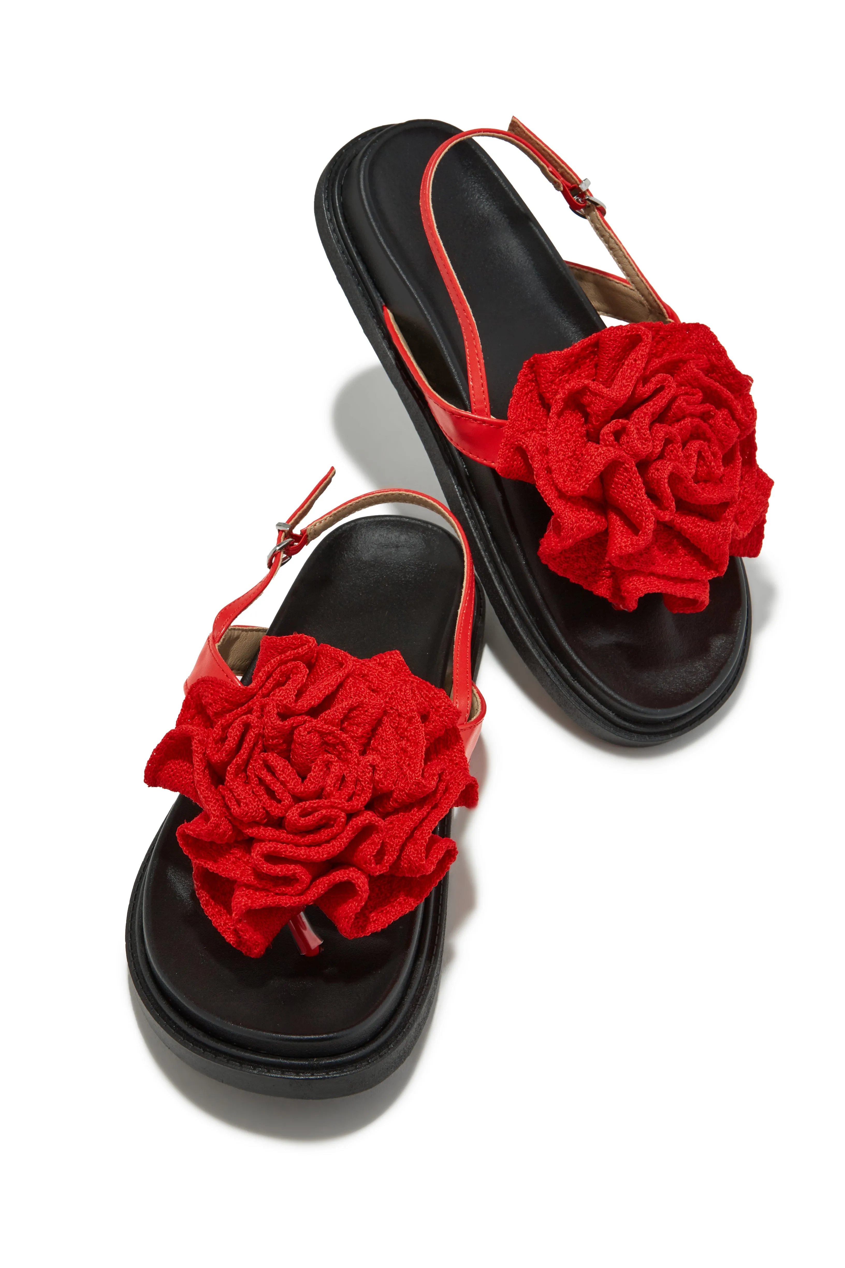 Florence Flower Chunky Sandals - Red