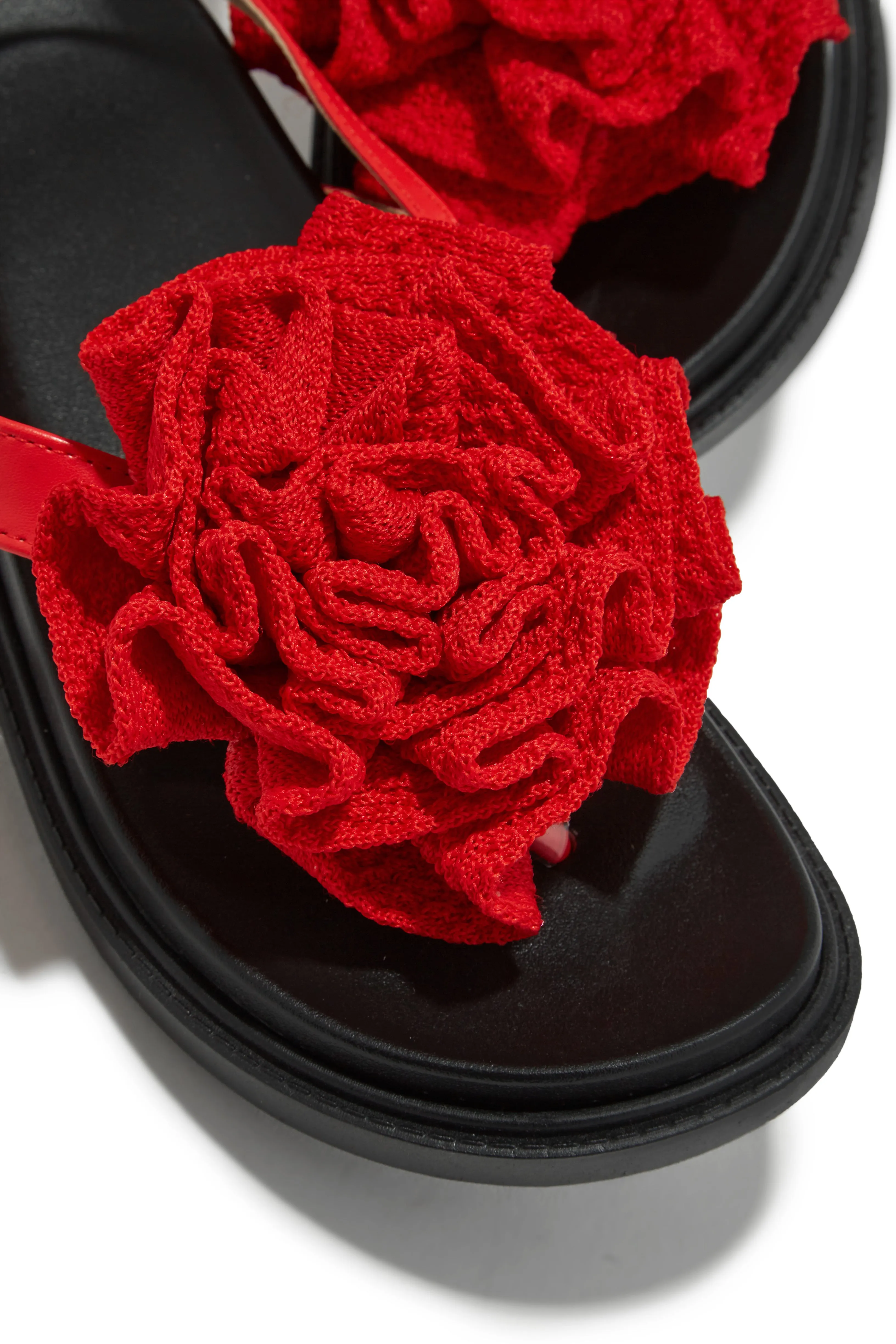 Florence Flower Chunky Sandals - Red