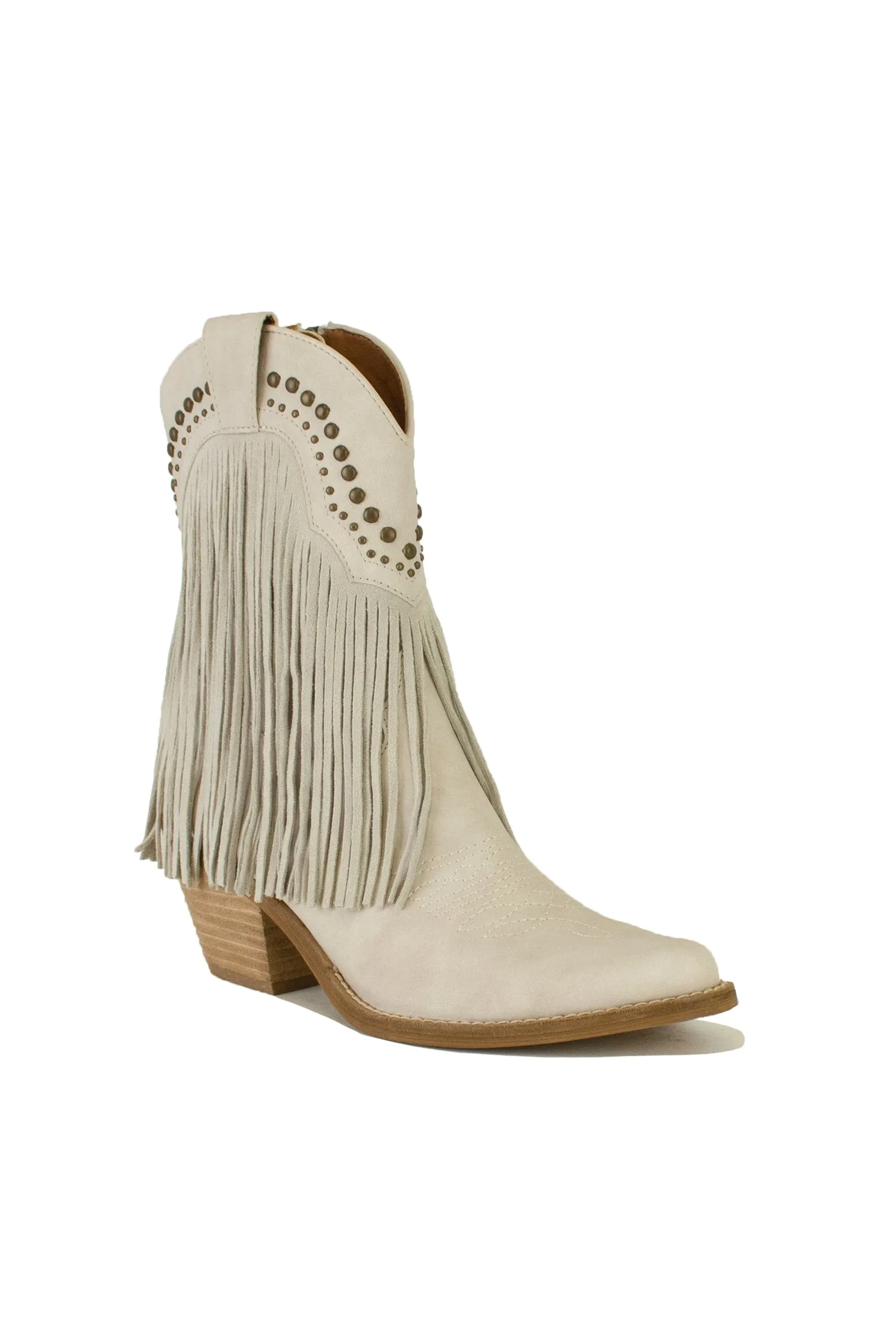 Fringe Western Block Heel Ankle Boots – ADELA-16