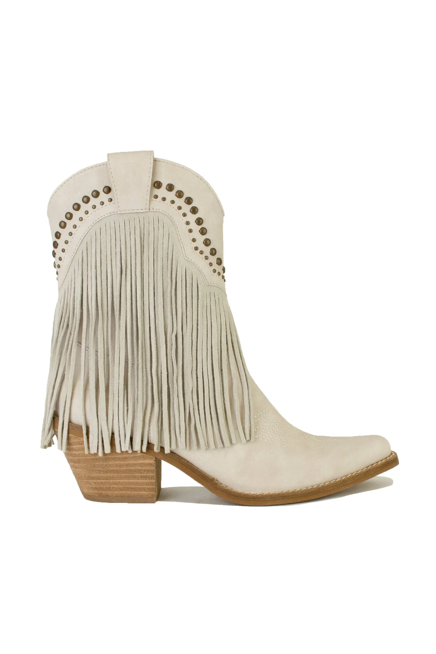 Fringe Western Block Heel Ankle Boots – ADELA-16