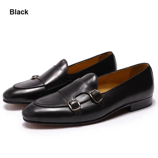 Genuine Leather Monk Strap Loafers