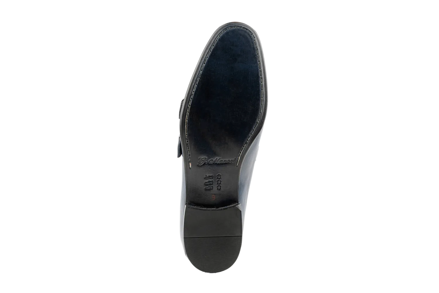 Huy Fringed Double Buckled Leather Loafers, Crust Leather Upper, Experimental Double Monk Leather Sole Loafers, Classy in Navy