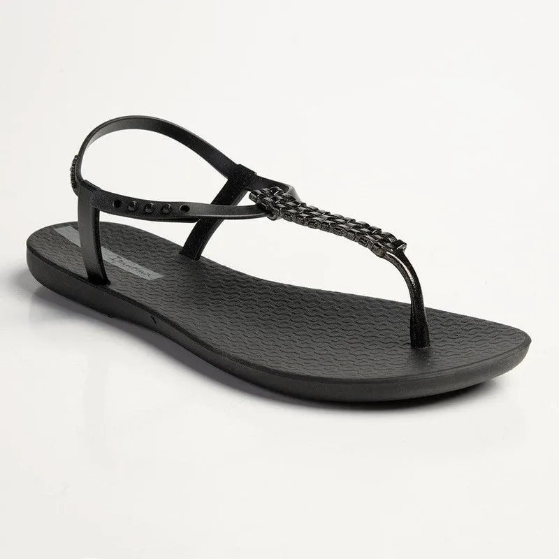 Ipanema Weave Trim Back Strap Sandals - Black