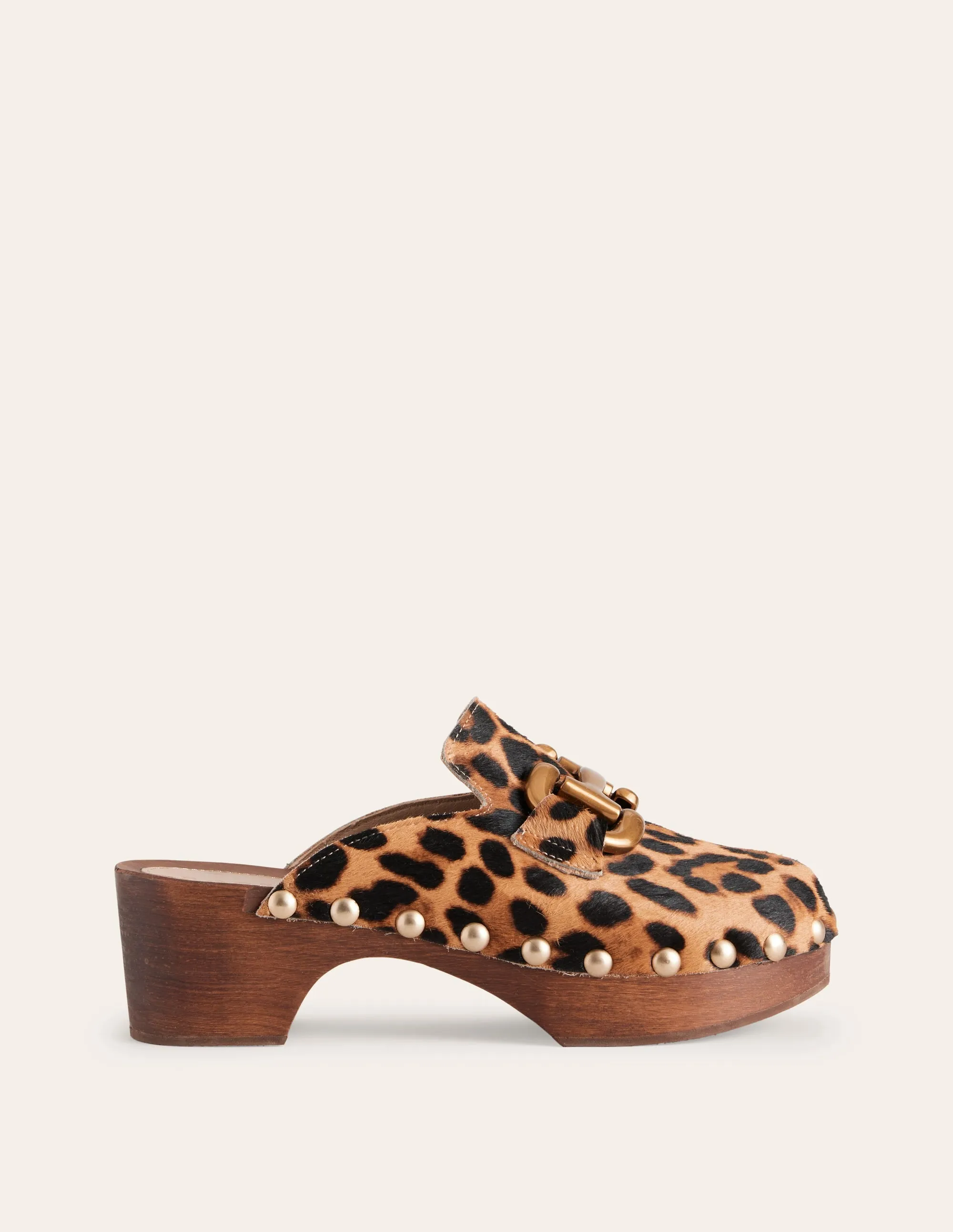 Iris Snaffle Heeled Clogs-Classic Leopard