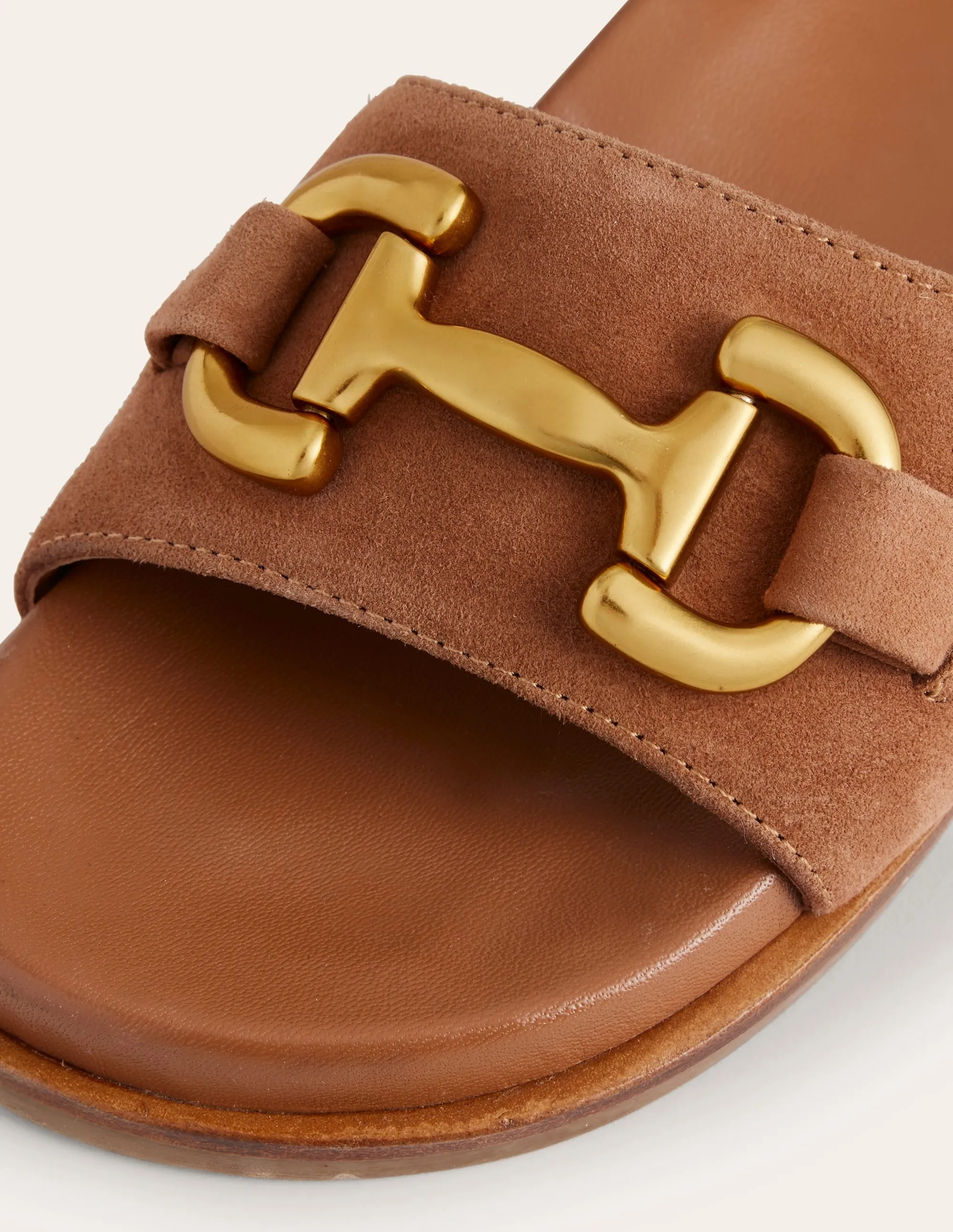 Iris Snaffle Slider Sandals-Tan Suede/ Leather