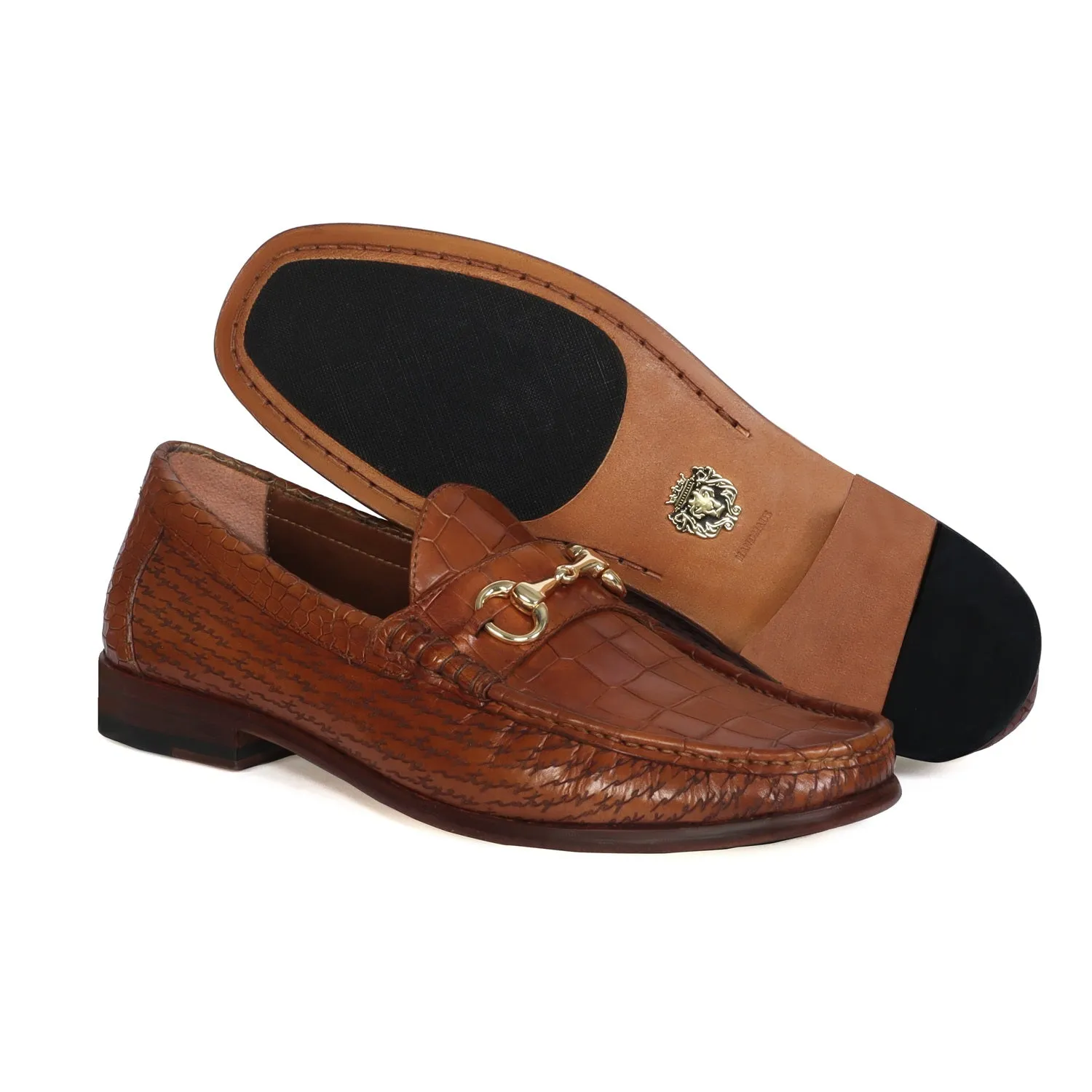 Leather Loafer Customized Tan darker Laser Text