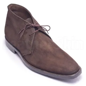 Men Brown Monk Strap Chukka Suede Leather Boots