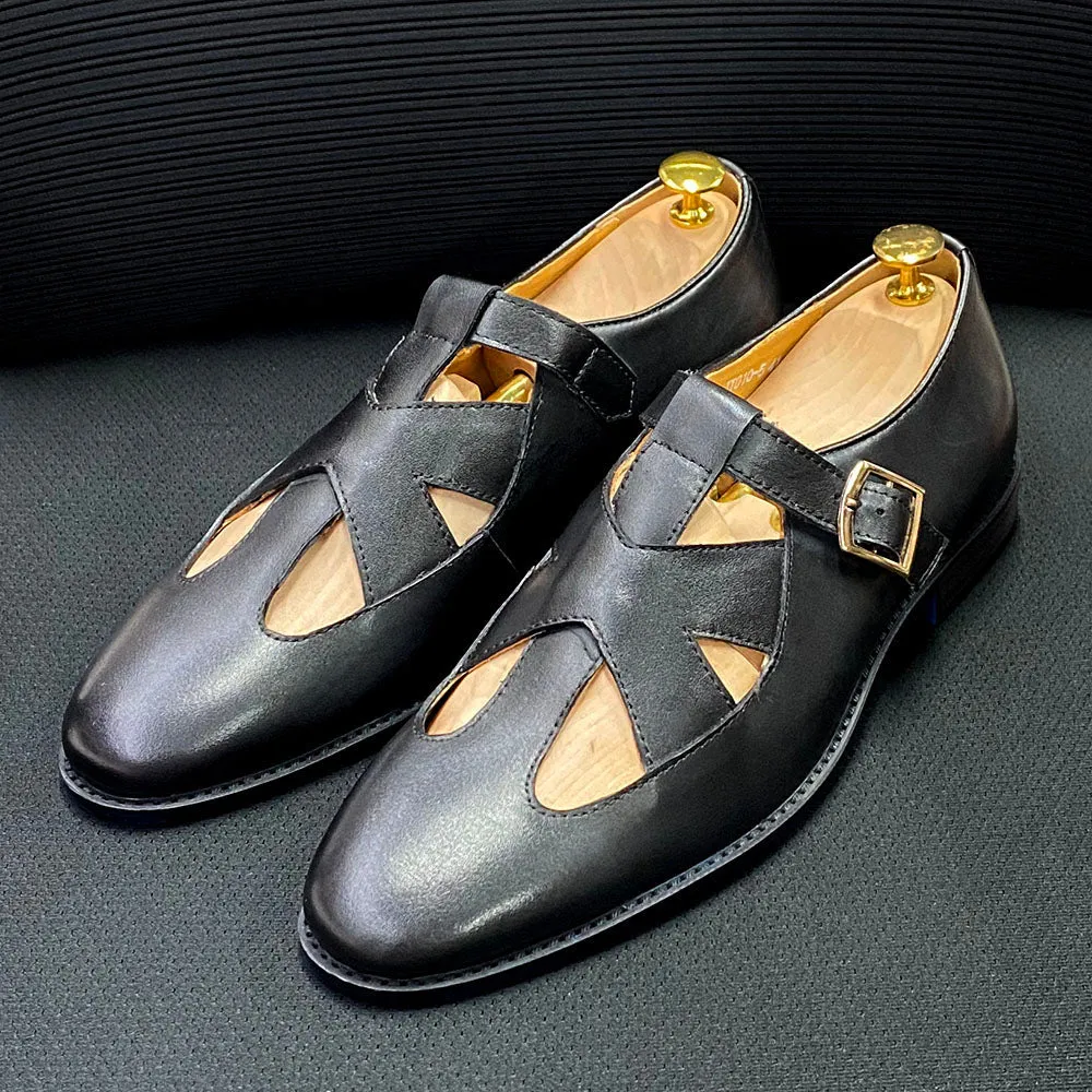 Men's Breathable Etched Tanned Leather Loafers