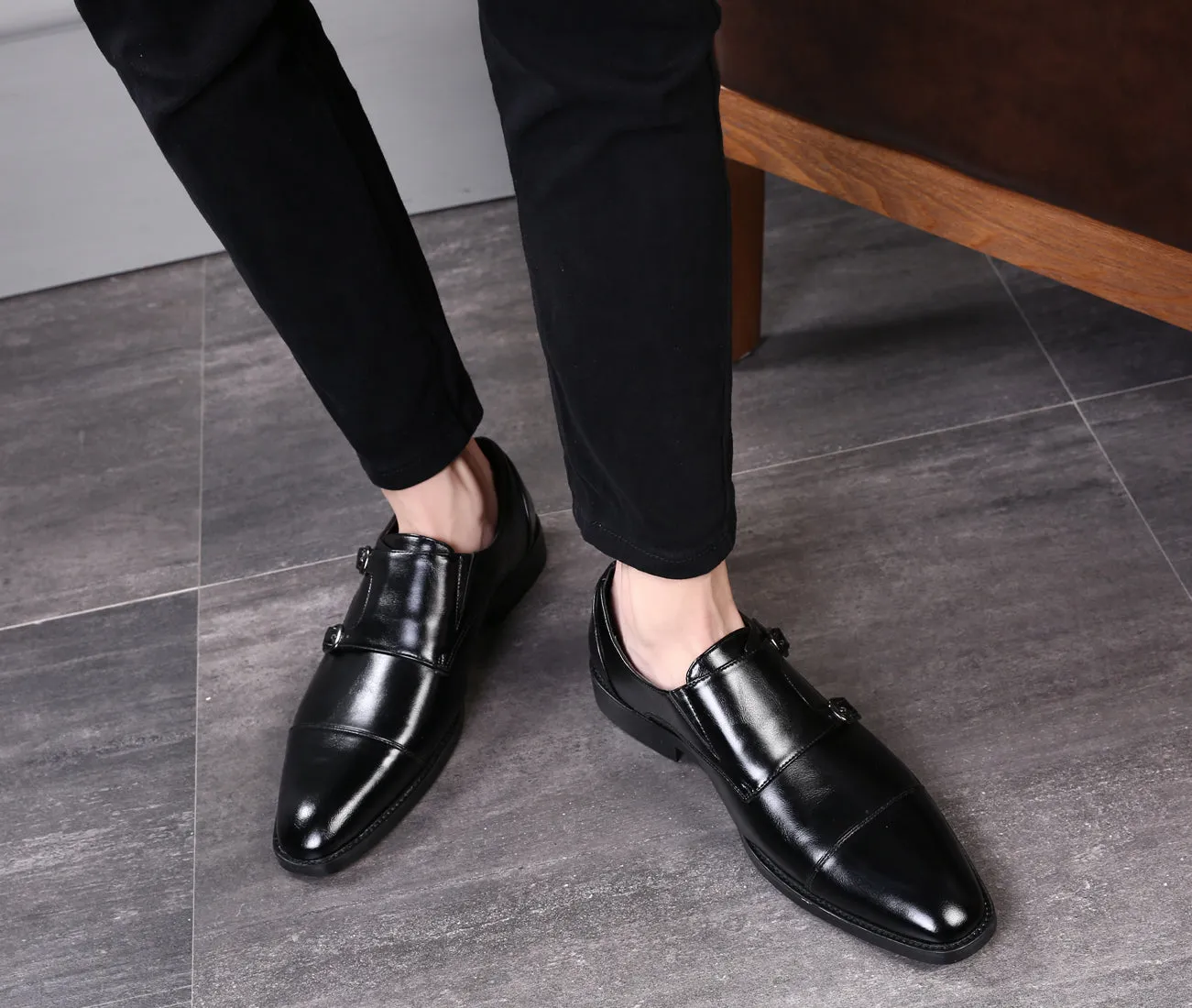 Men's Monk Strap Cap Toe Loafers