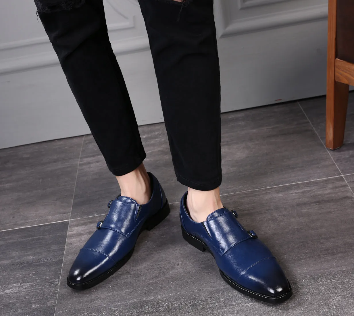 Men's Monk Strap Cap Toe Loafers