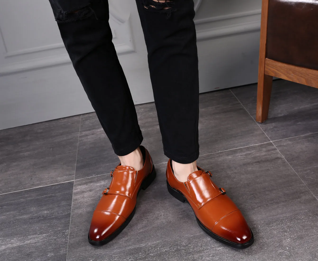 Men's Monk Strap Cap Toe Loafers