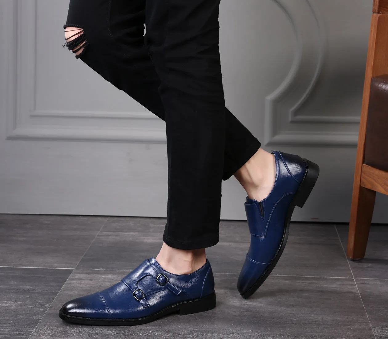 Men's Monk Strap Cap Toe Loafers