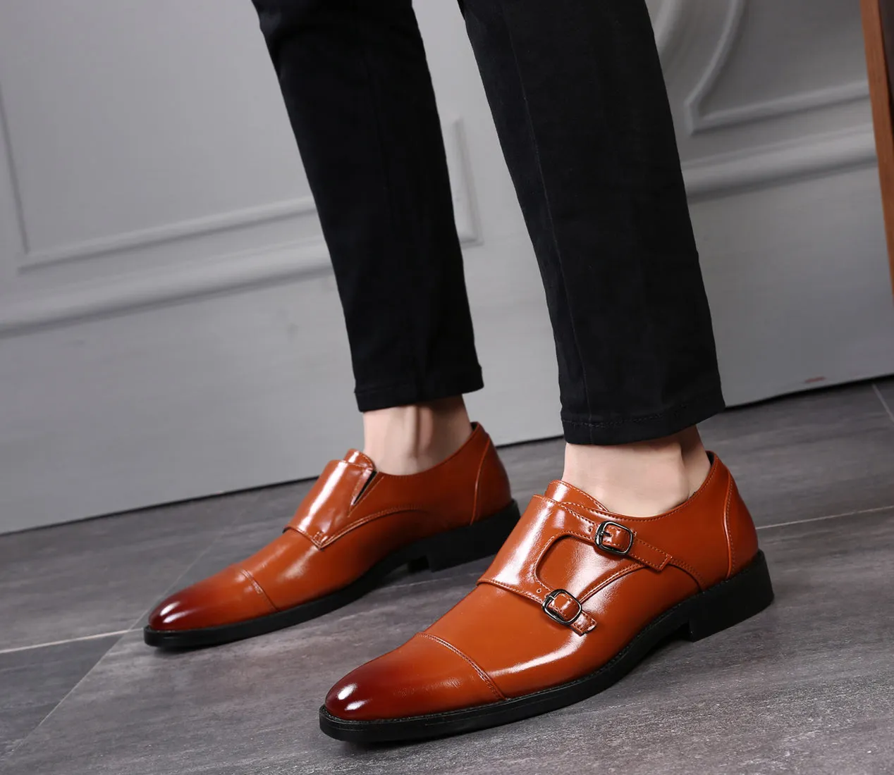 Men's Monk Strap Cap Toe Loafers