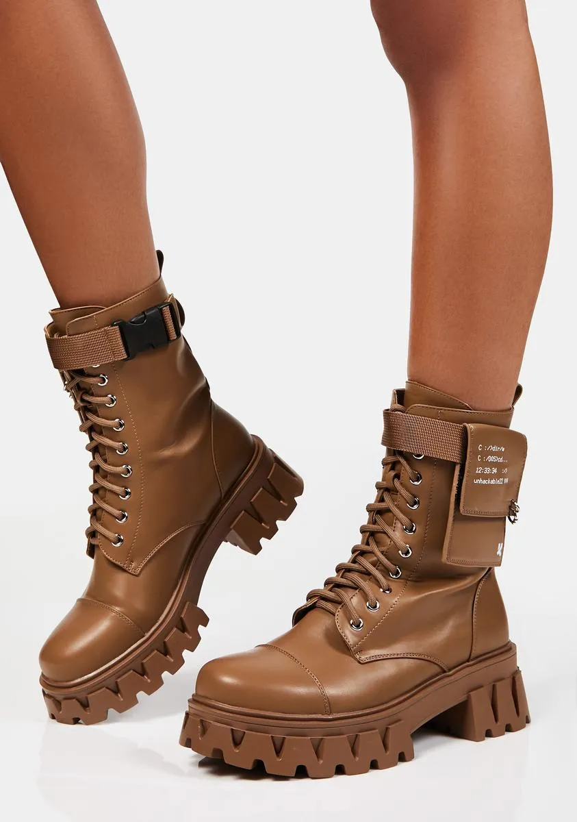 Mocha Banshee Combat Boots