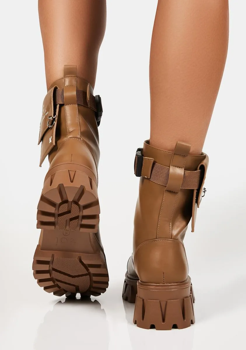 Mocha Banshee Combat Boots