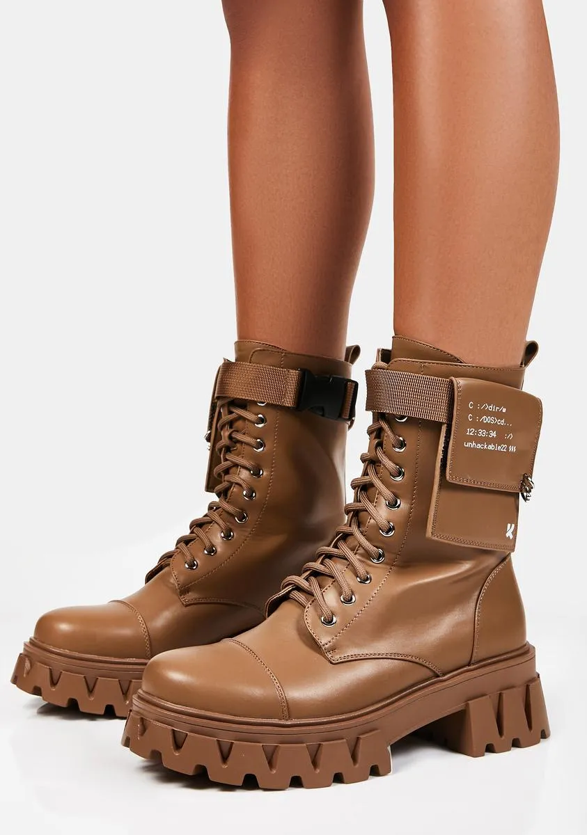 Mocha Banshee Combat Boots