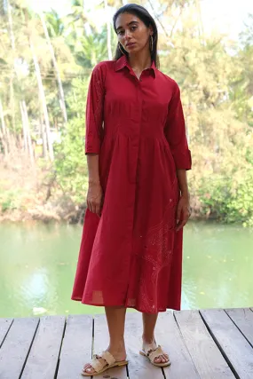 Okhai 'Silent River' Pure Cotton Hand Embroidered Mirror Work Dress